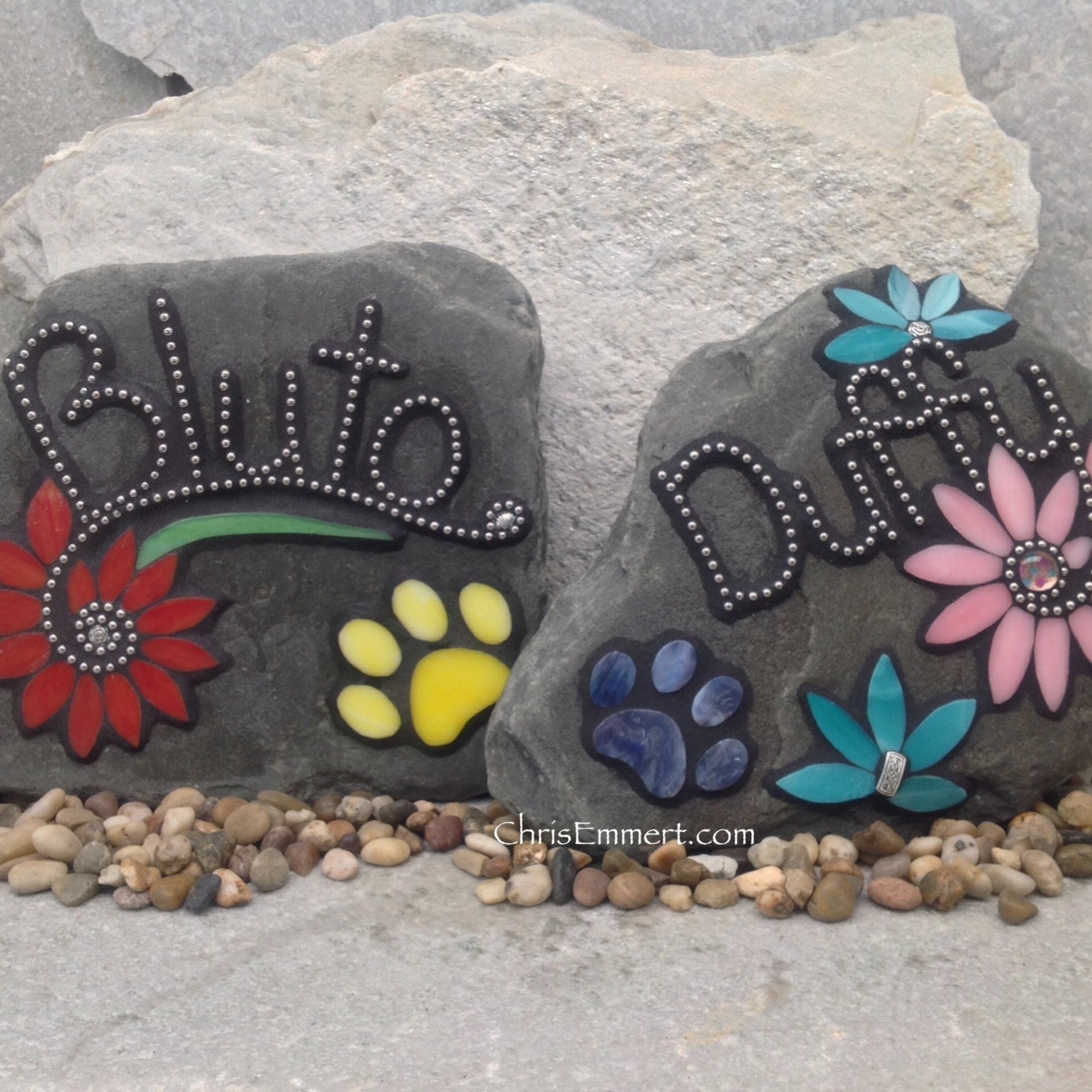 Larger Pet Memorial Garden Stones- Mosaic Custom Order