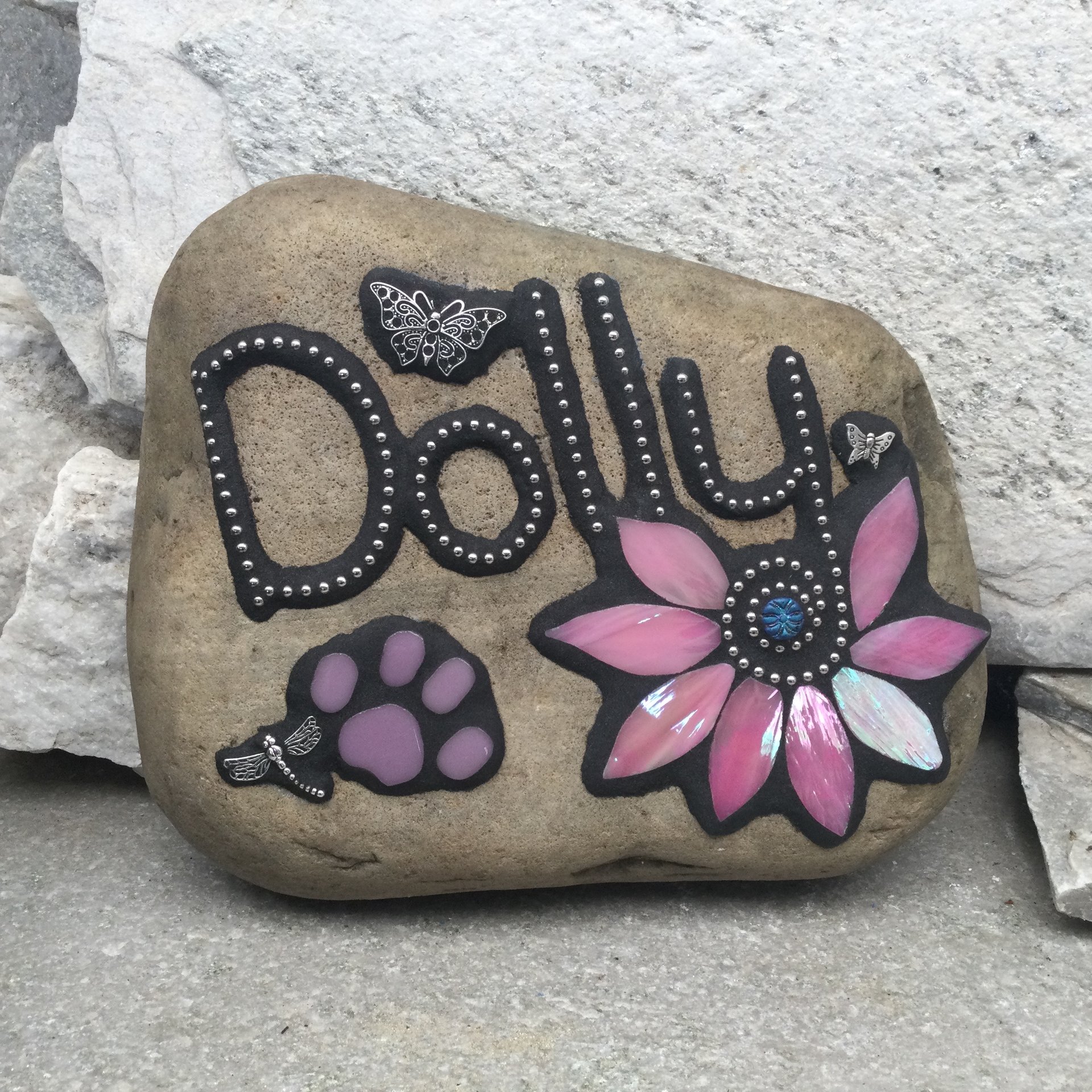 Reserved Smaller Pet Memorial Garden Stones - Mosaic Custom Order