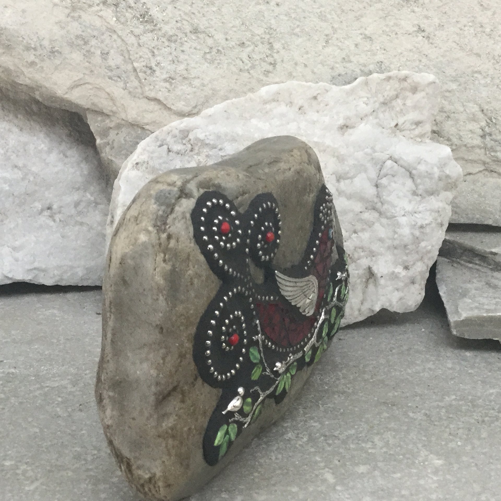 RedBird on a Branch Mosaic-Garden Stone