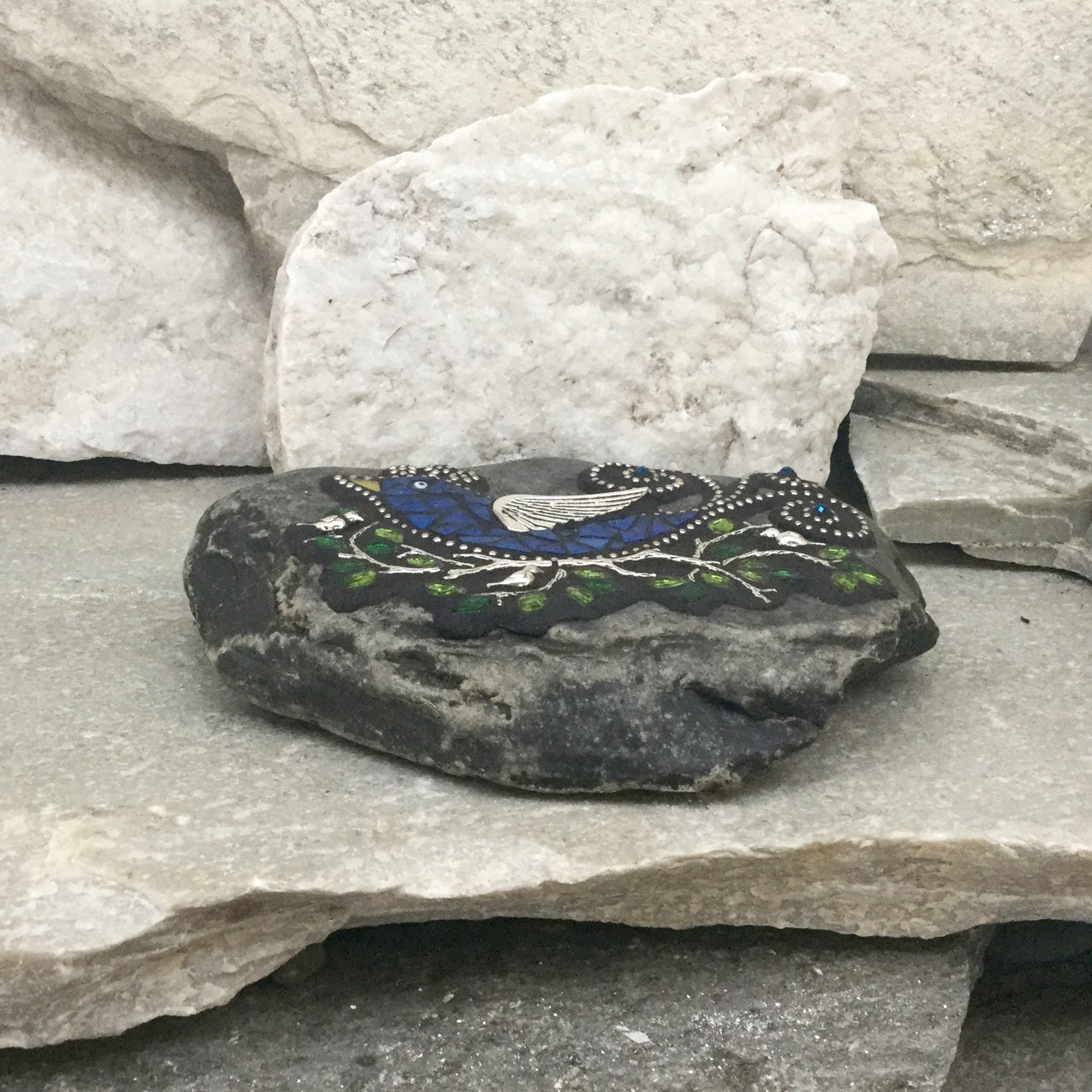 Reserved Blue Bird on a Branch Mosaic-Garden Stone