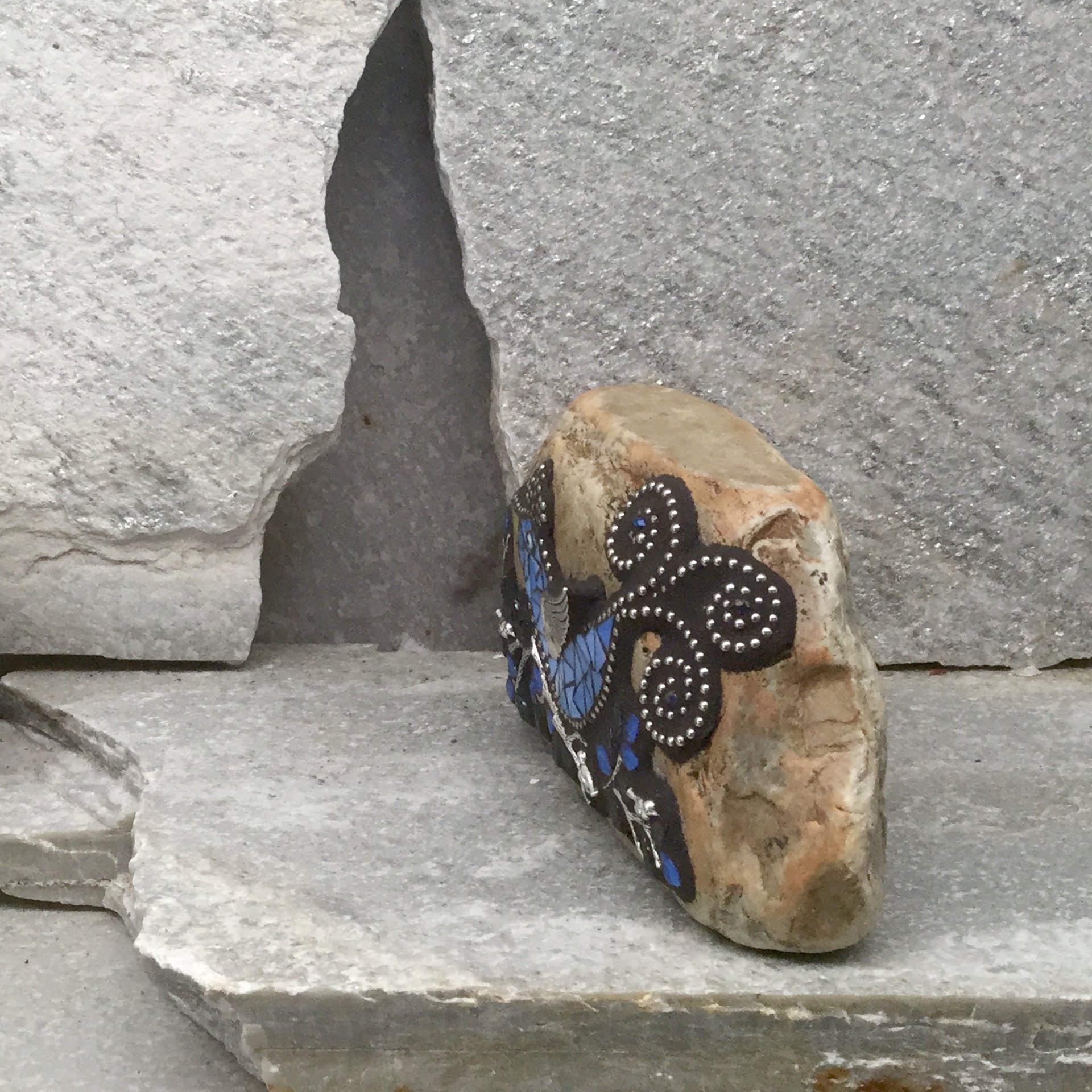 Blue Bird on a Branch Mosaic-Garden Stone