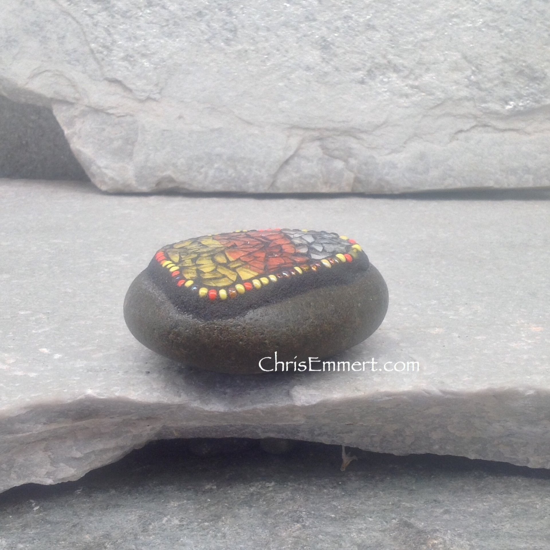 Small Candy Corn Mosaic (D) Paperweight / Garden Stone