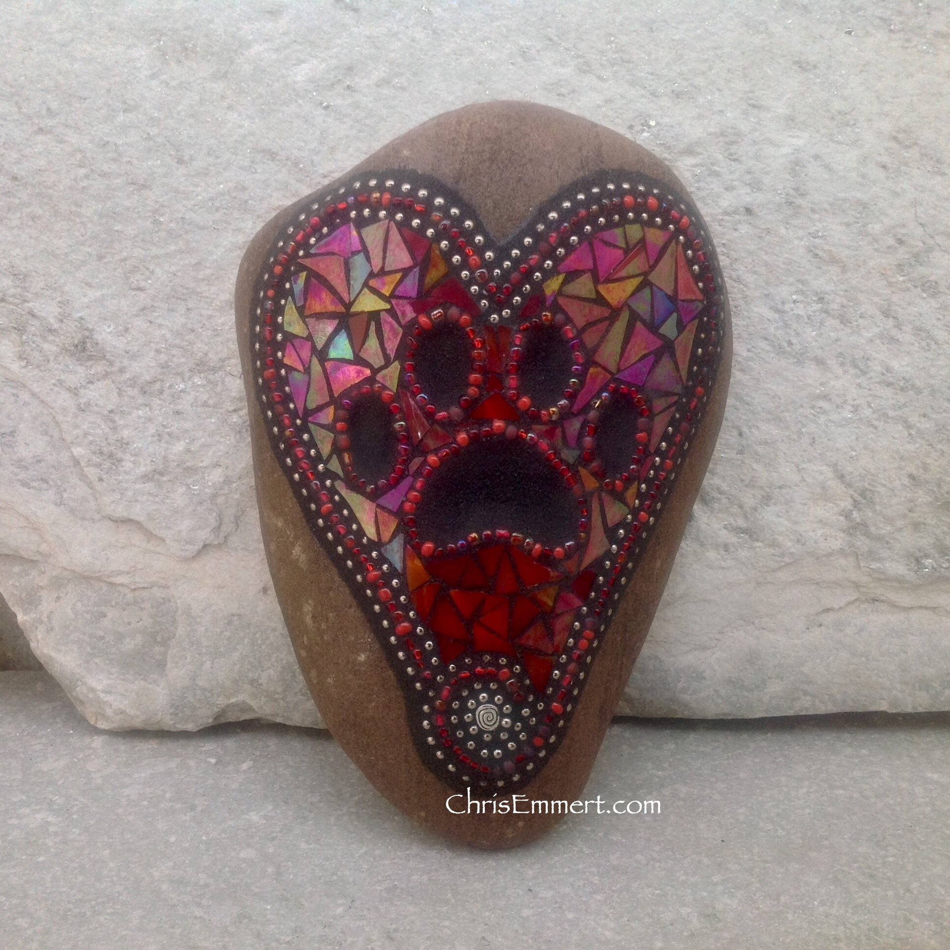 Get a Custom Heart with a Paw Print - Garden Stone