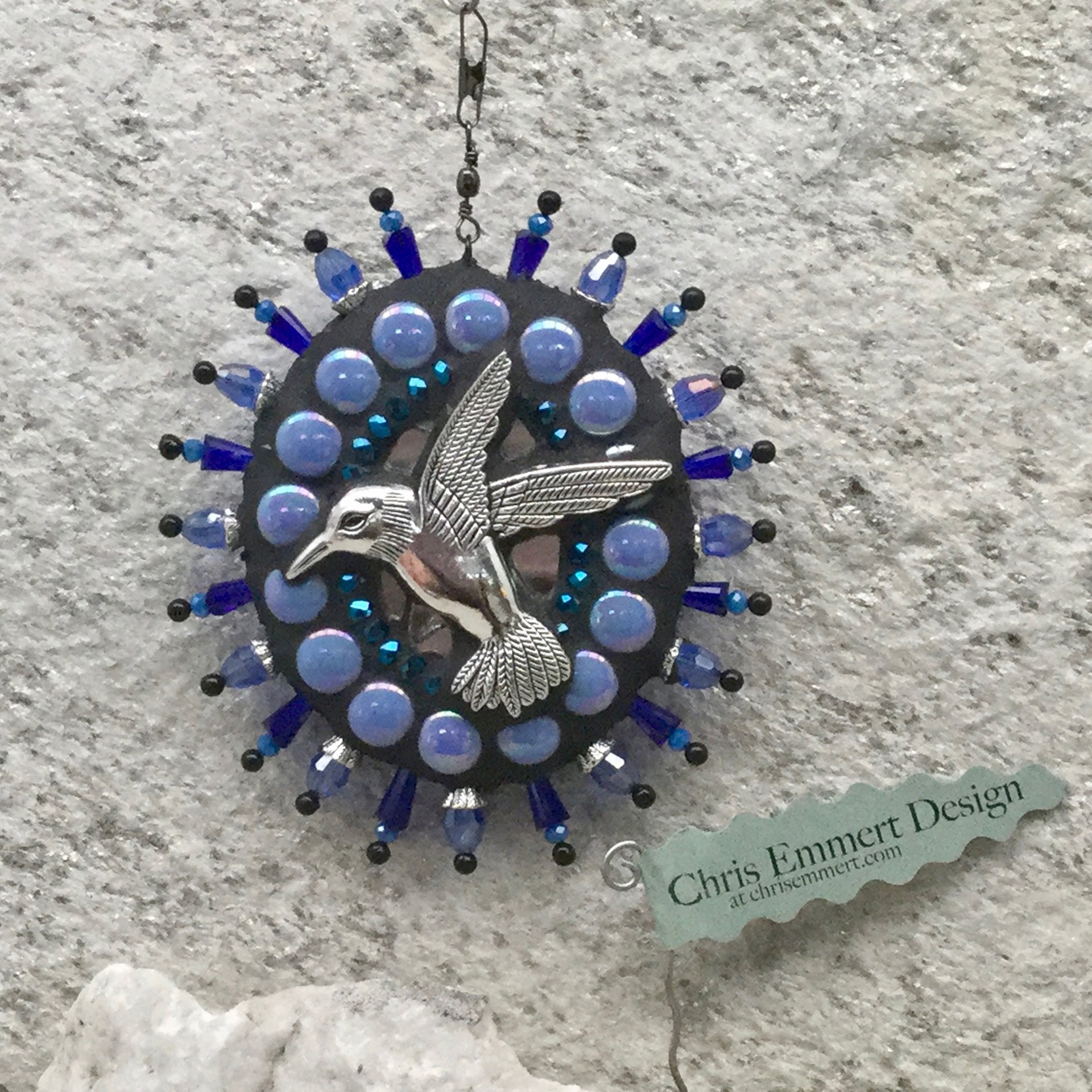 Hummingbird Mosaic Garden Wind Spinner, Blue Rays, Home Decor, Garden Decor, Gardening Gift