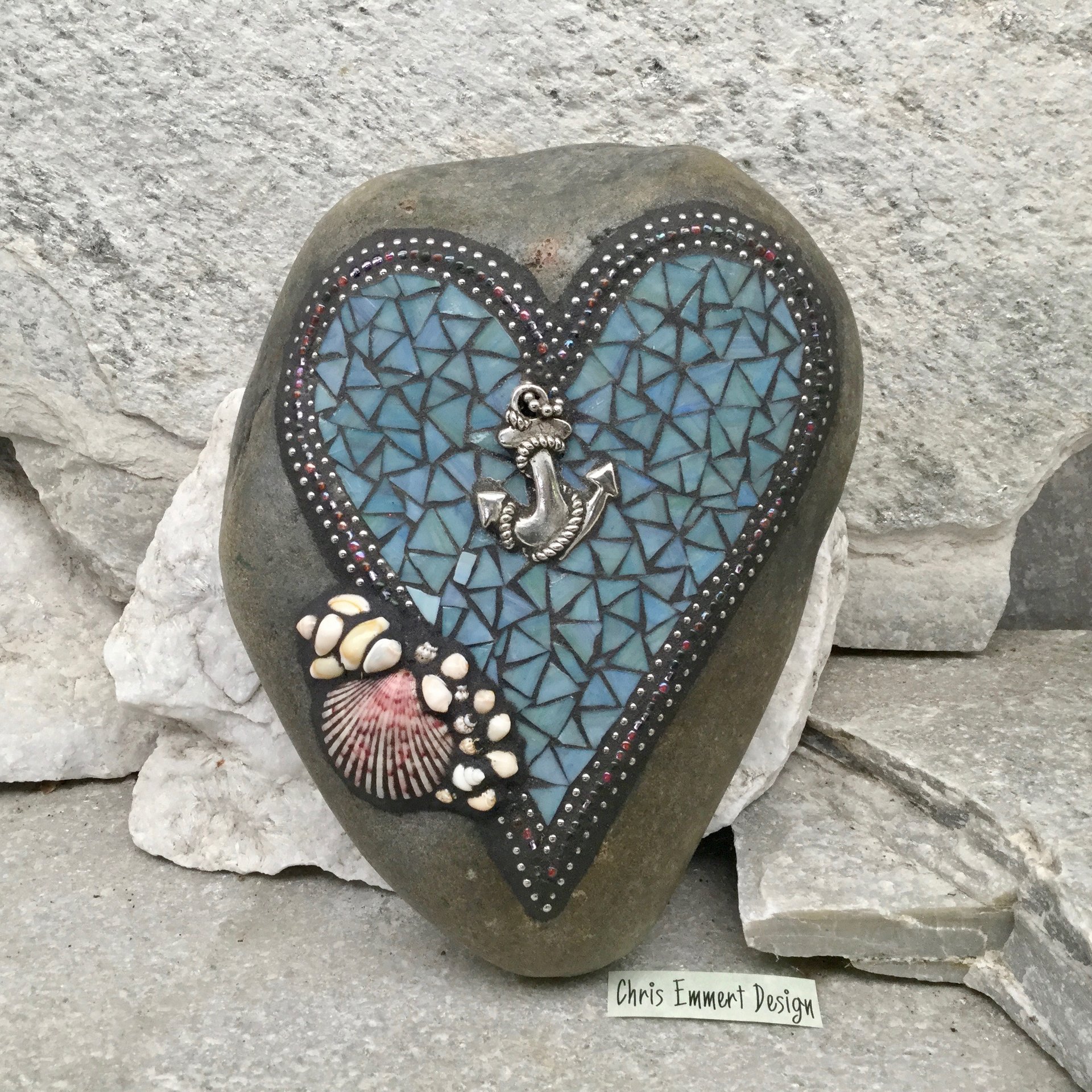 Love is an Anchor / Heart -Mosaic / Garden Stone