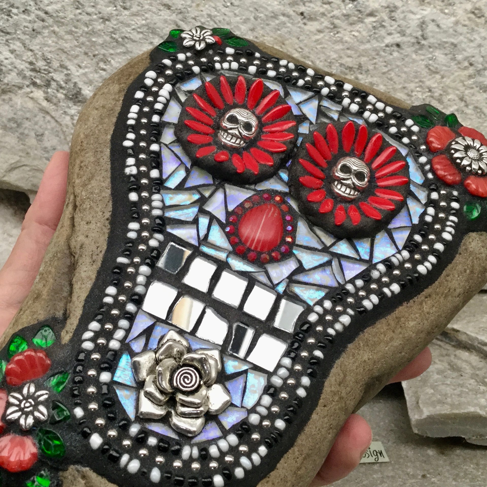 Dia de los Muertos / Day of the Dead / Skull Mosaic  / Garden Stone (3)