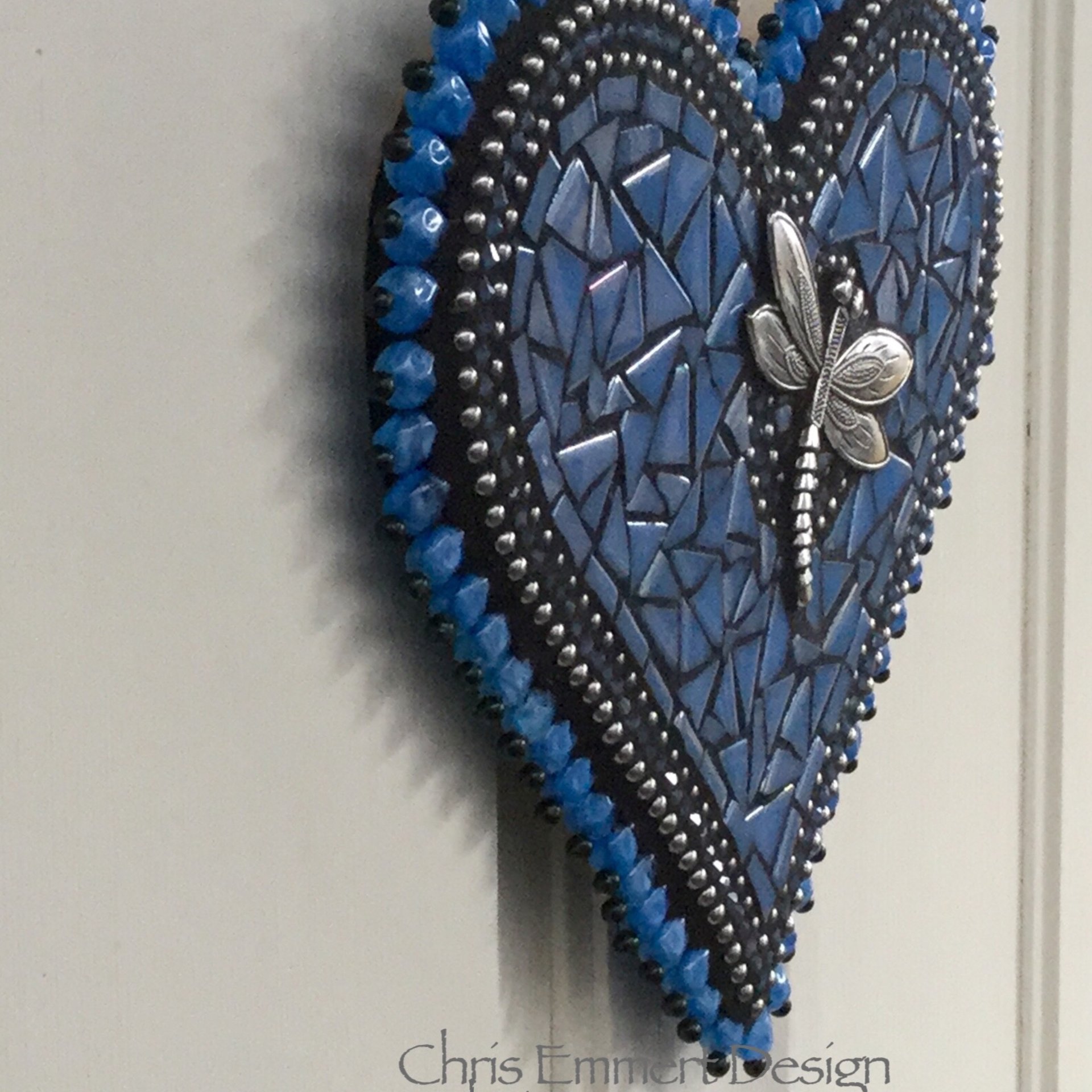 Wall Hanging Heart, Blue #2 ( Glow in the Dark) Heart-Mosaic / Porch Decor, Wall Decor