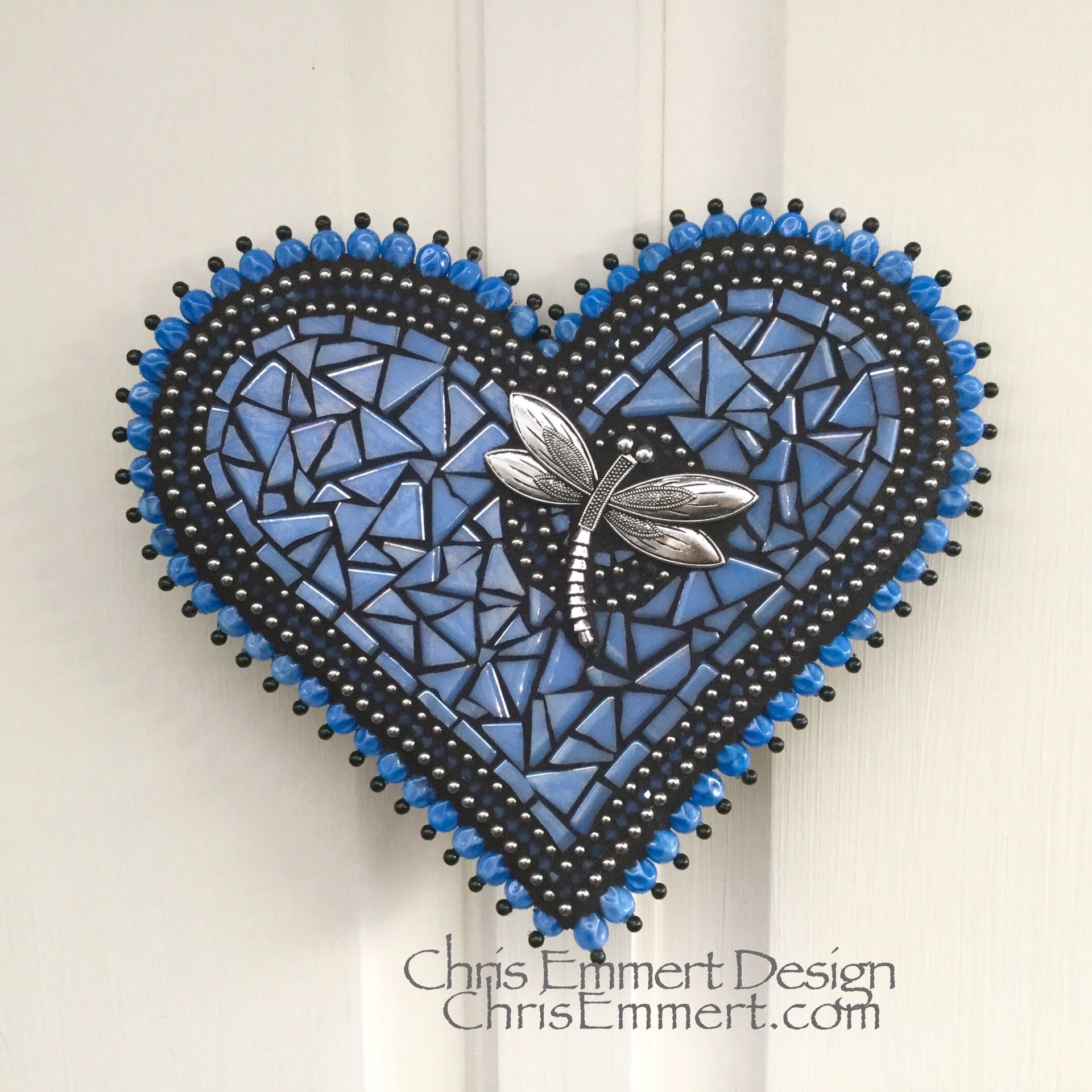 Wall Hanging Heart, Blue #2 ( Glow in the Dark) Heart-Mosaic / Porch Decor, Wall Decor