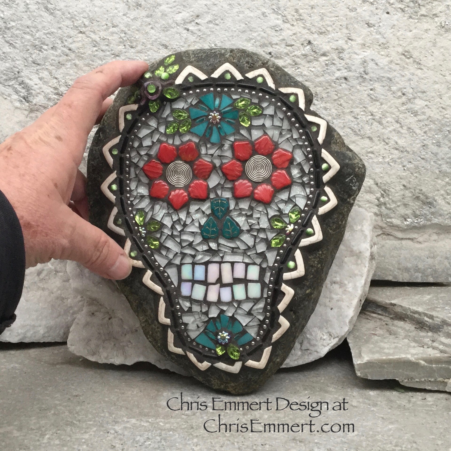 Dia de los Muertos / Day of the Dead / Skull Mosaic  / Garden Stone