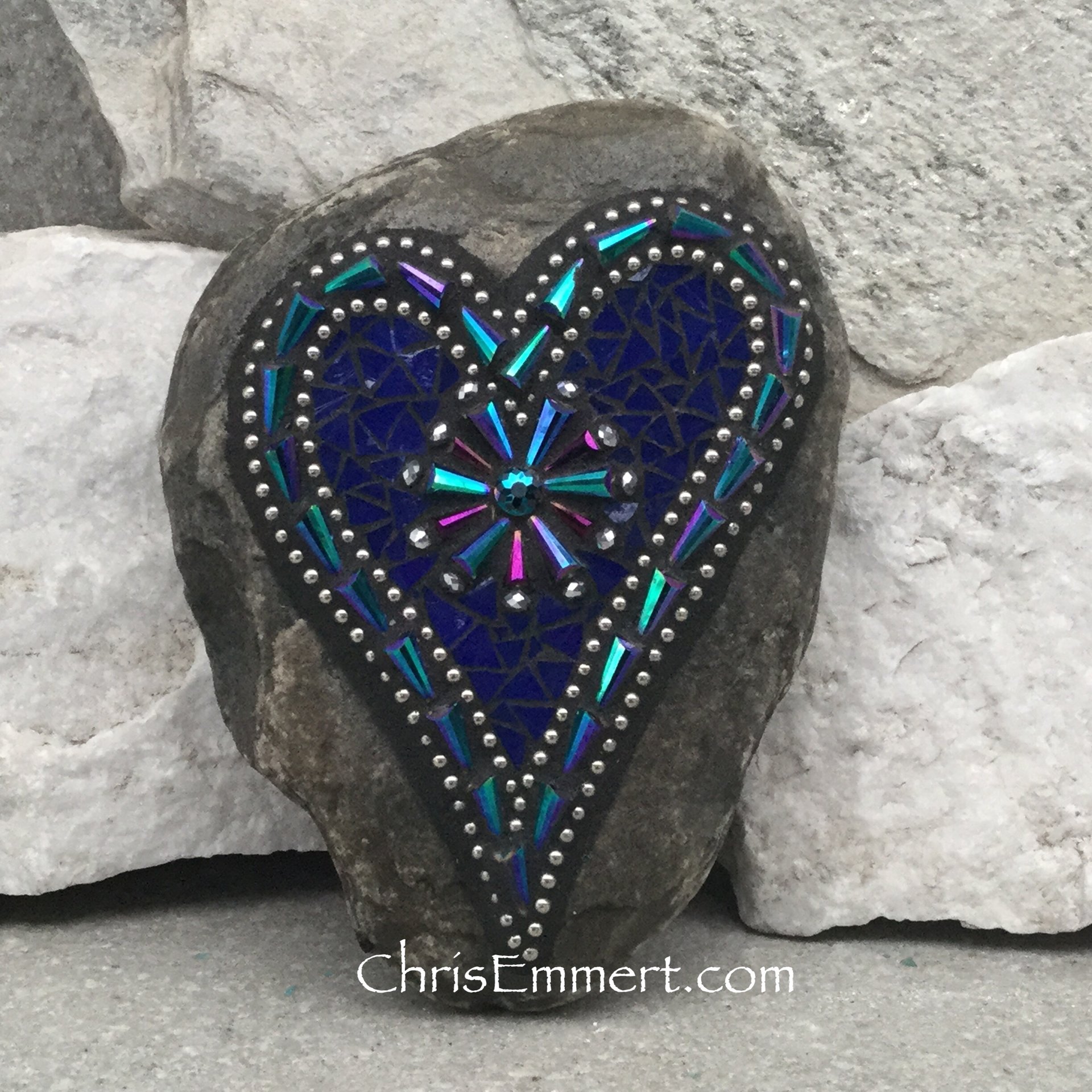 cobalt blue mosaic heart