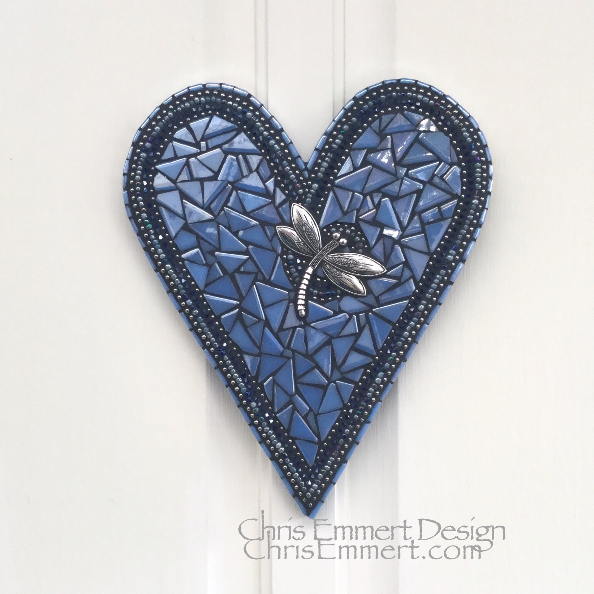 Wall Hanging Heart, Blue ( Glow in the Dark) Heart -Mosaic / Porch Decor, Wall Decor