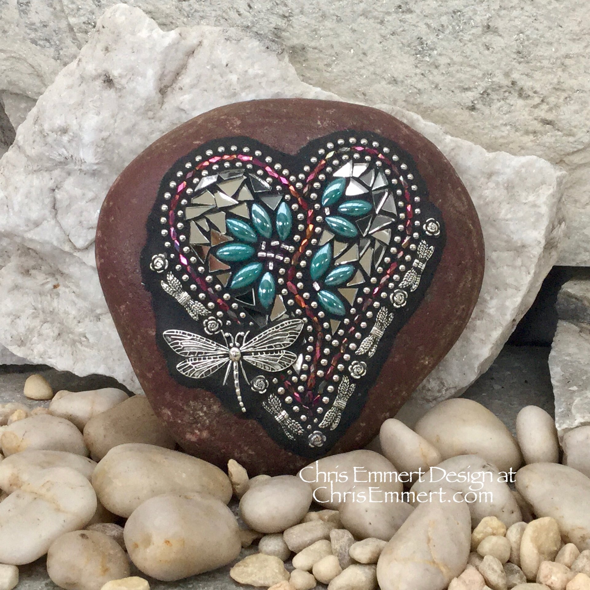 Mirror Valentine Heart, Garden Stone