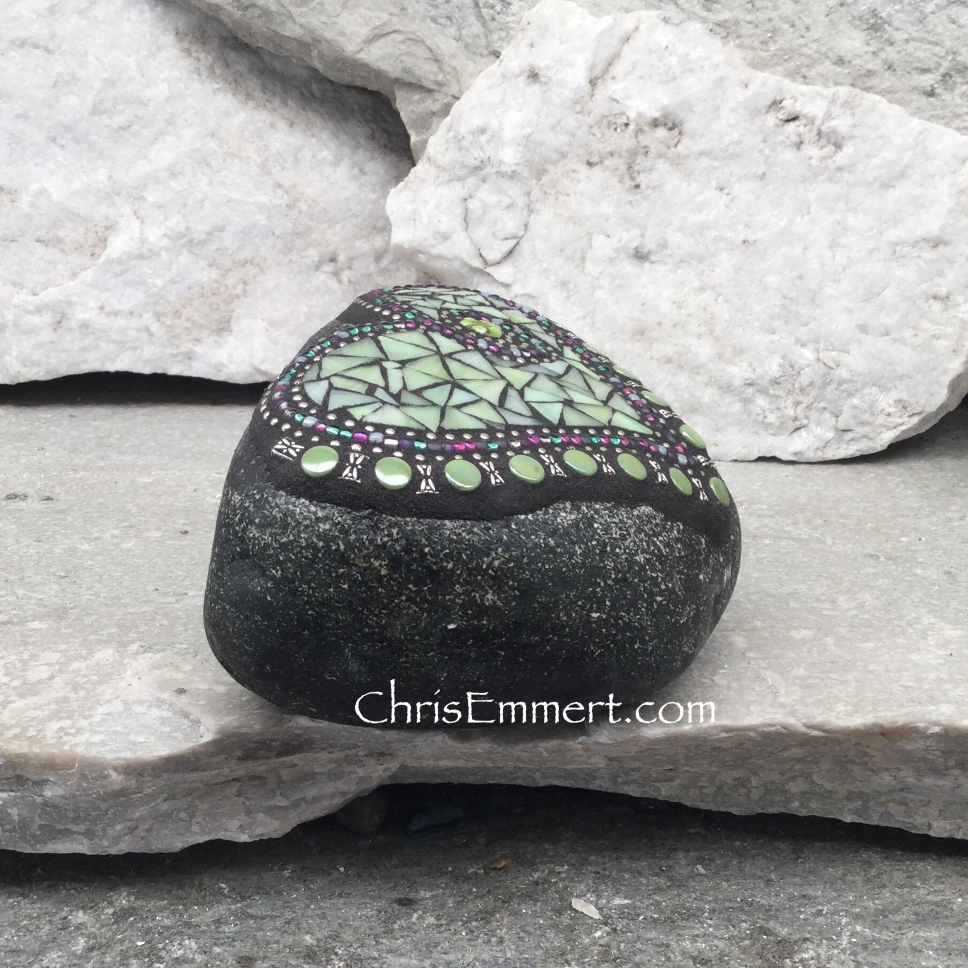 Reserved .....Light Lime Green Heart, Garden Stone, Mosaic, Garden Decor