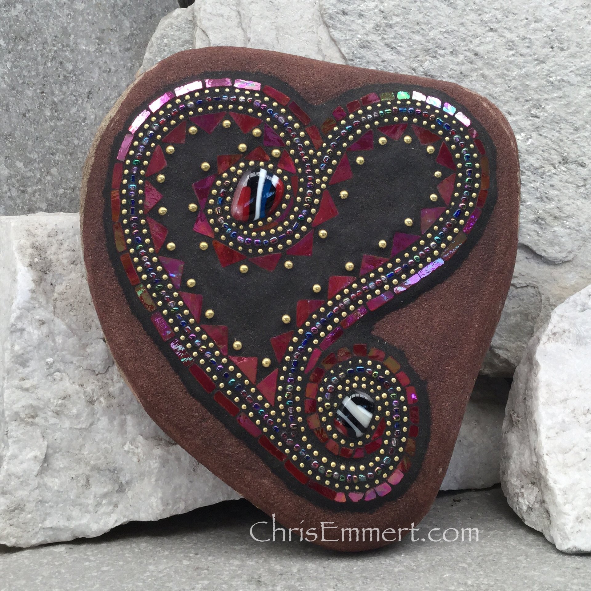 Black and red mosaic heart