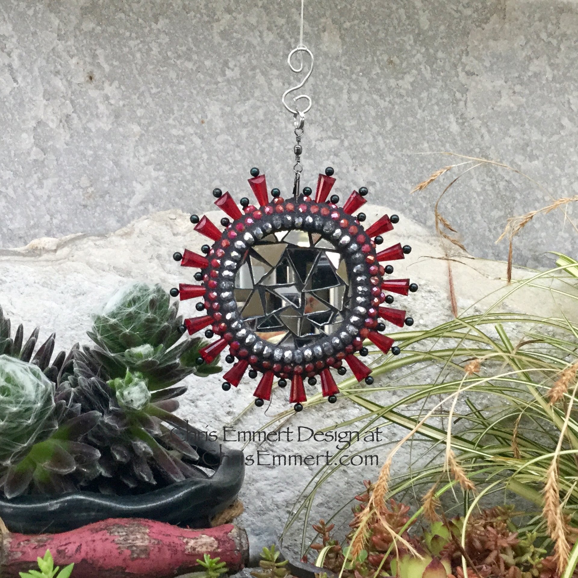 Celebrate, Garden Spinner, Red Rays, Home Decor, Garden Decor, Gardening Gift,