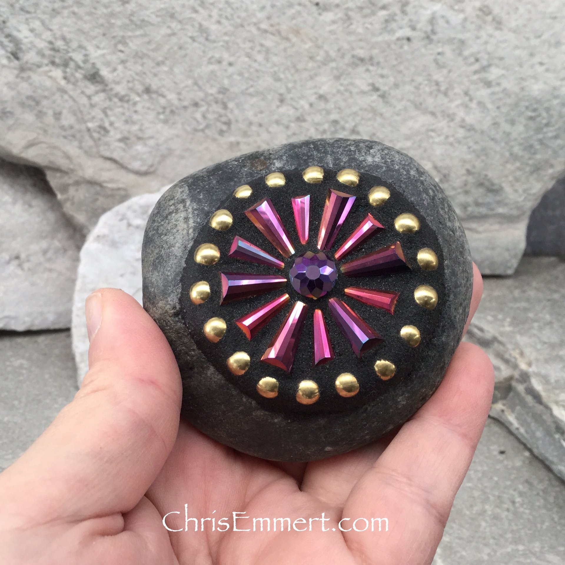 Stocking Stuffer Garden Stone/Paperweights #2 Group, Mosaic Hearts and Bursts,  Mosaic Garden Stone, Gardening Gift,