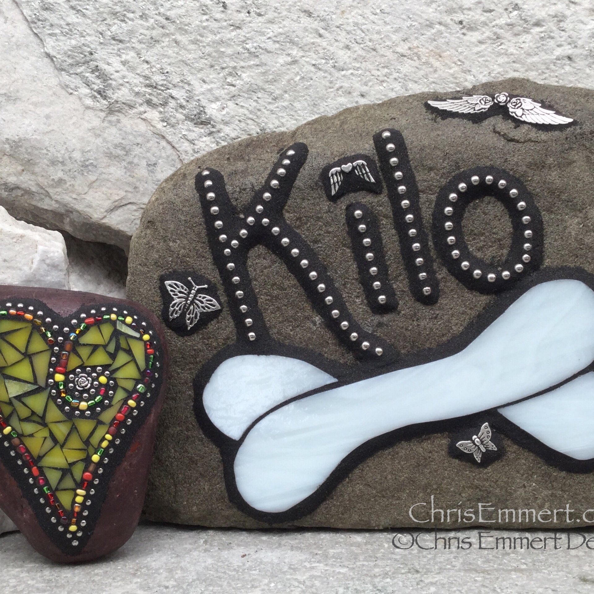 Reserved- Pet Memorial Garden Stones - Mosaic Custom Order