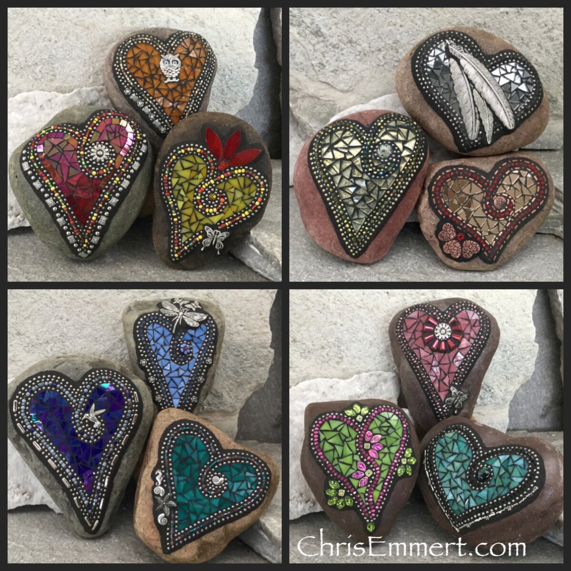 Reserved .....12 Mosaic Hearts, Garden Stone, Mosaic, Garden Decor