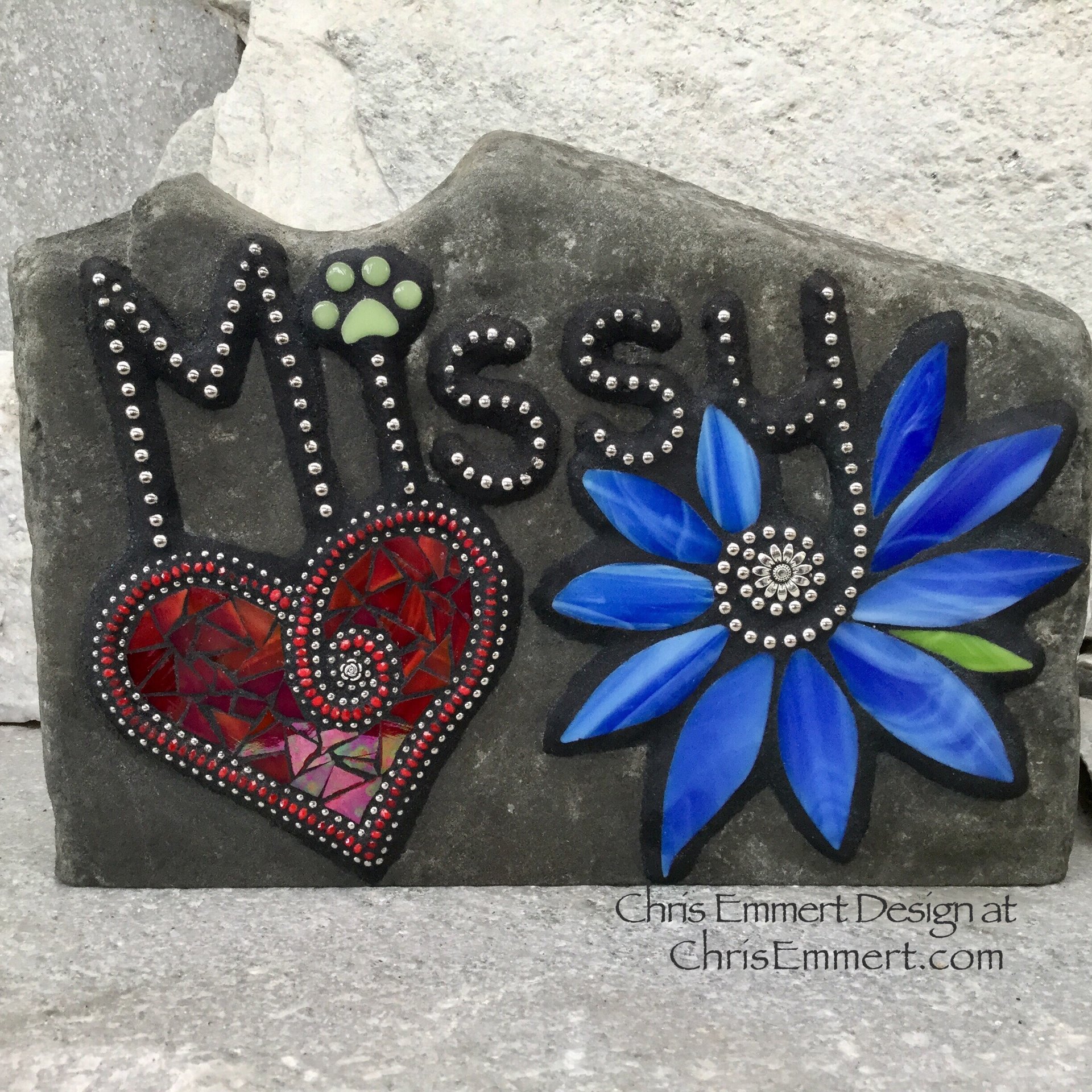 Reserved Larger Pet Memorial Garden Stones - Mosaic Custom Order