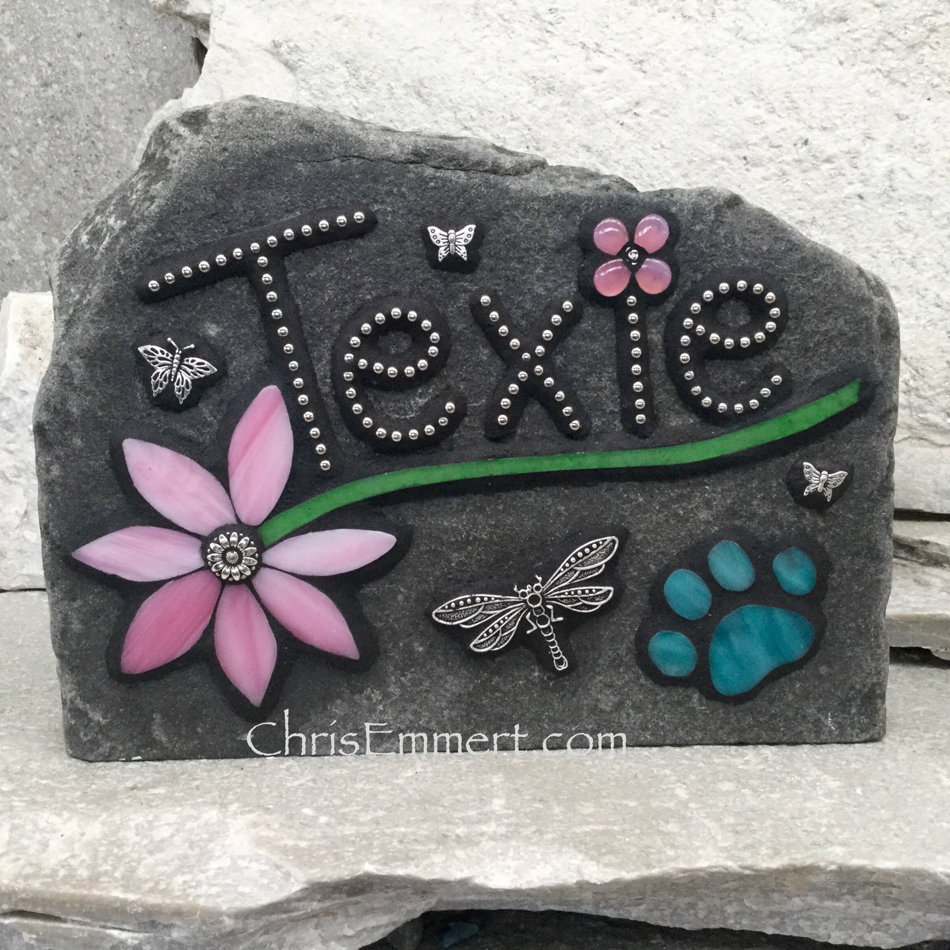 Reserved for Kathy S, Pet Memorial Garden Stones - Mosaic Custom Order