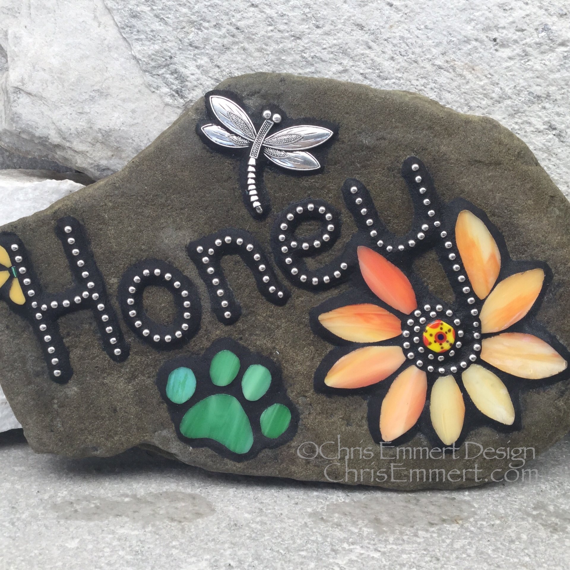 Larger Pet Memorial Garden Stones- Mosaic Custom Order