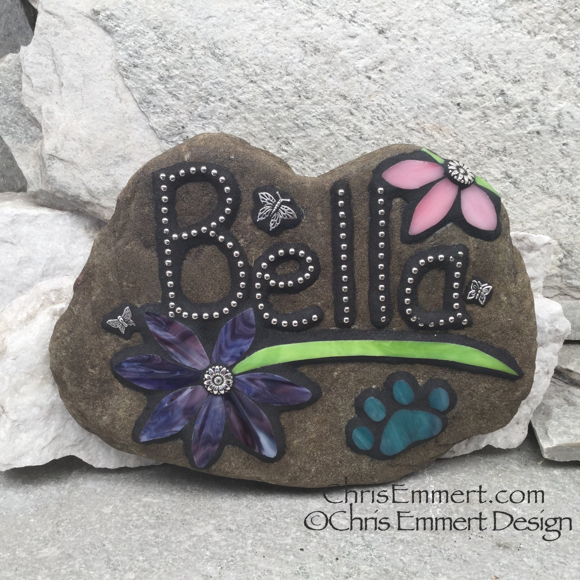 Reserved- Pet Memorial Garden Stones - Mosaic Custom Order