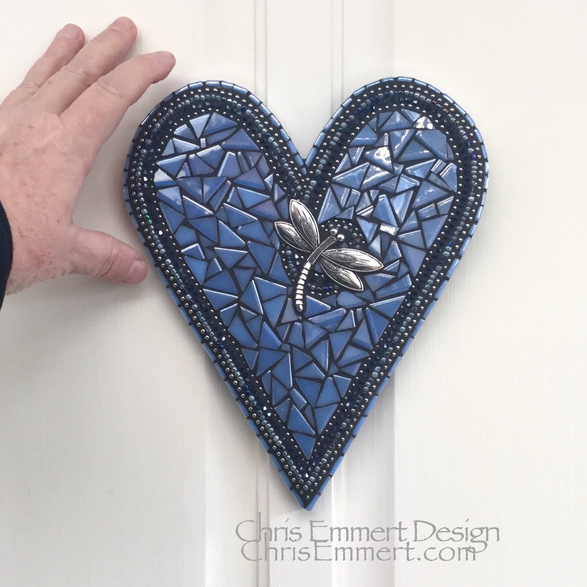 Wall Hanging Heart, Blue ( Glow in the Dark) Heart -Mosaic / Porch Decor, Wall Decor