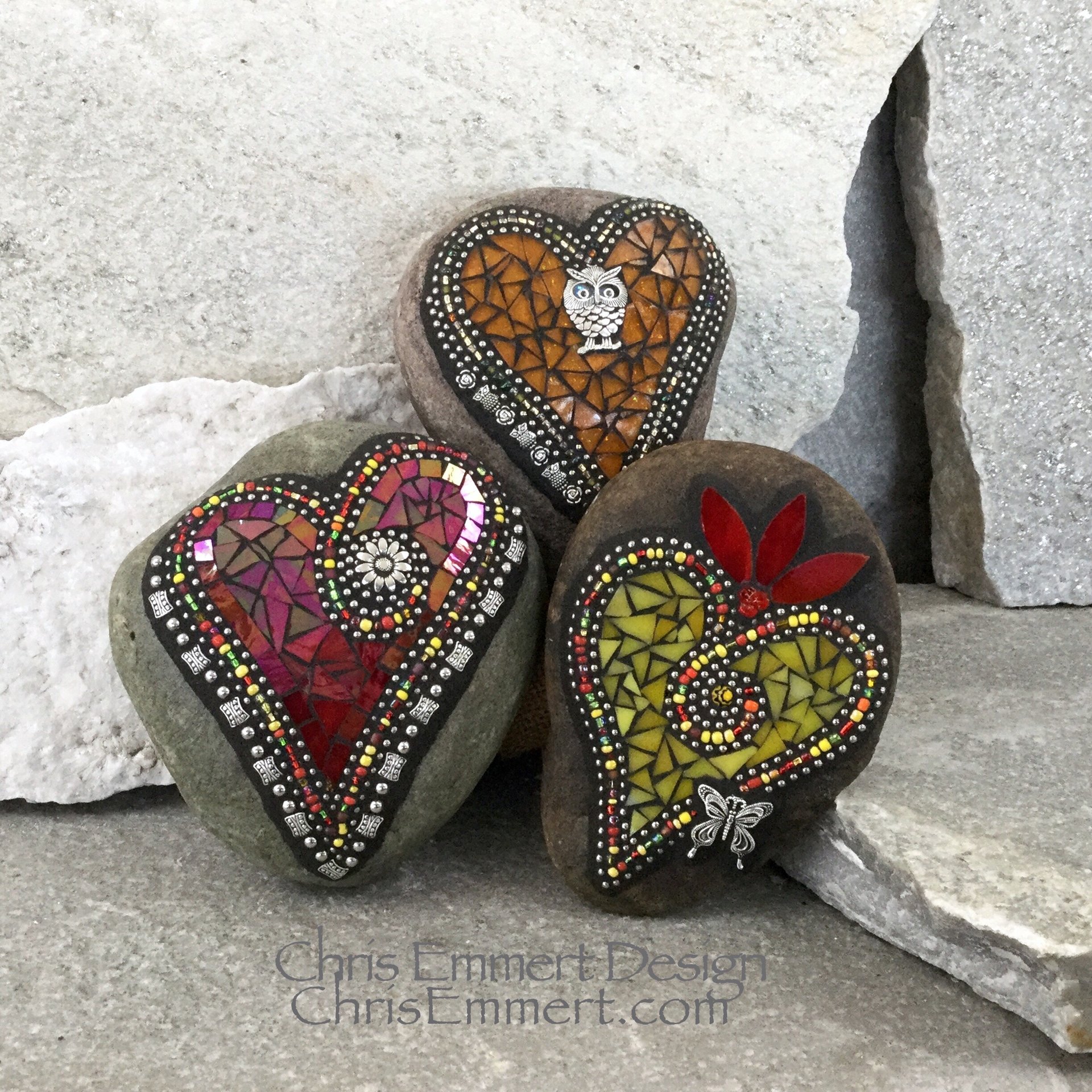 Reserved .....12 Mosaic Hearts, Garden Stone, Mosaic, Garden Decor