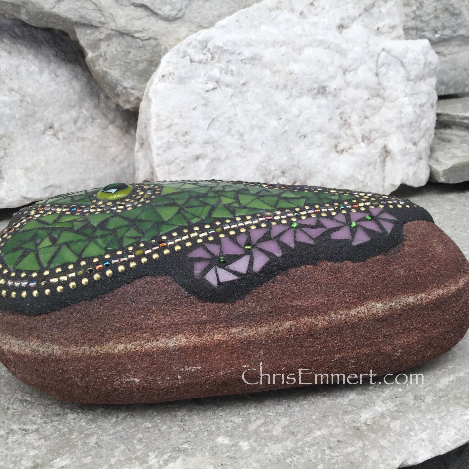 Green Heart, Garden Stone, Mosaic, Garden Decor