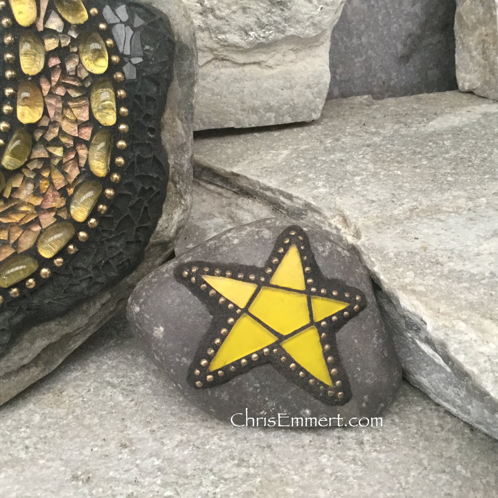 Moon and Star Mosaic / Porch Decor, Garden stone