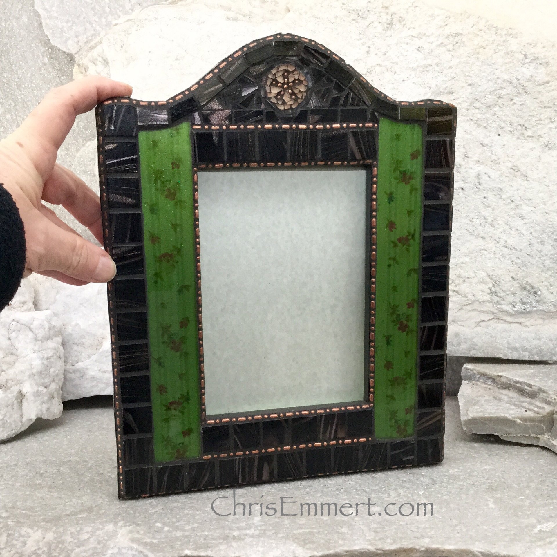 Vintage Look Mixed Media Mosaic Picture Frame, Home Decor