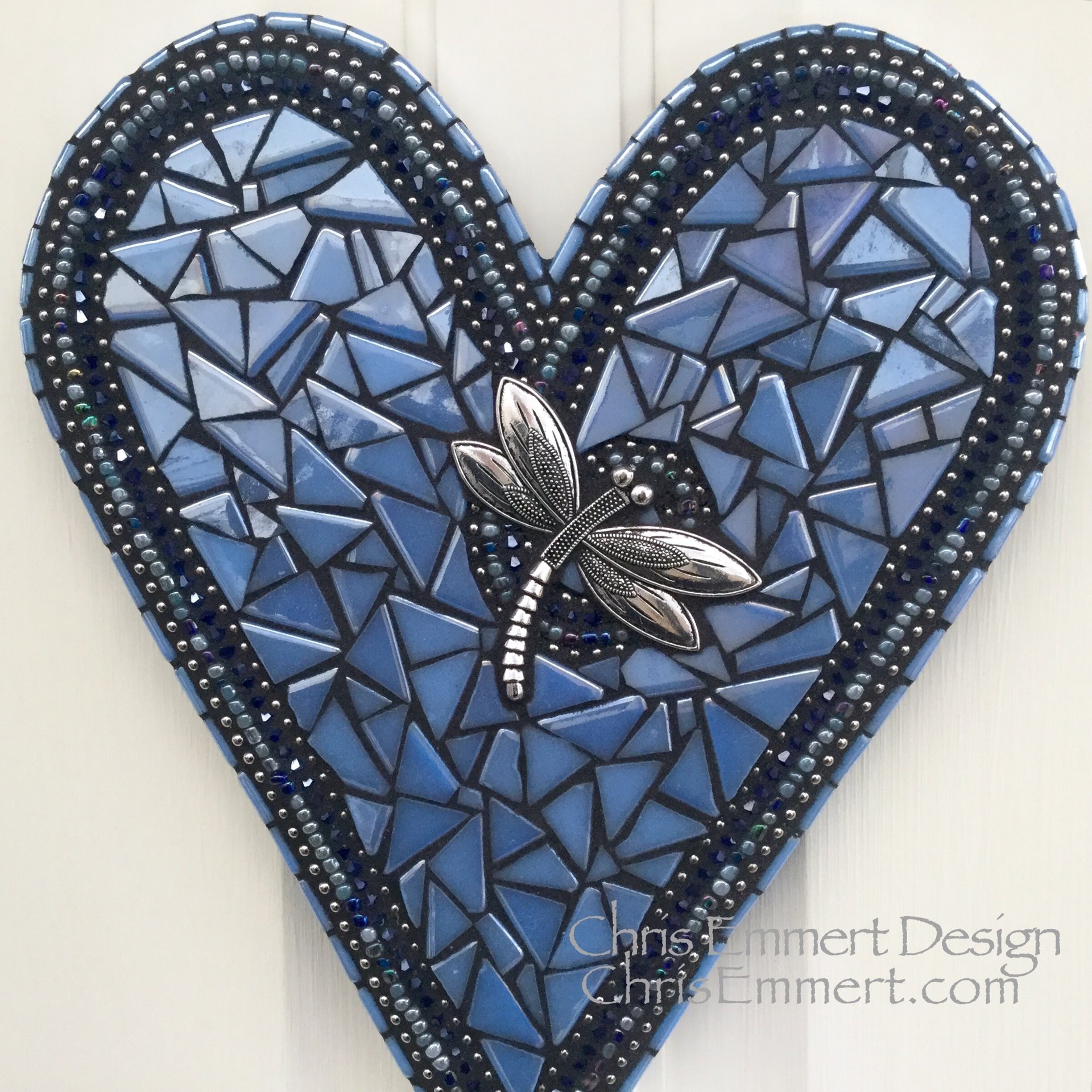 Wall Hanging Heart, Blue ( Glow in the Dark) Heart -Mosaic / Porch Decor, Wall Decor