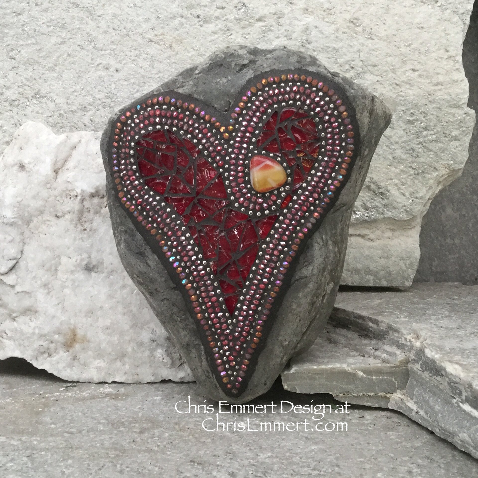 Red Valentine Heart, Garden Stone