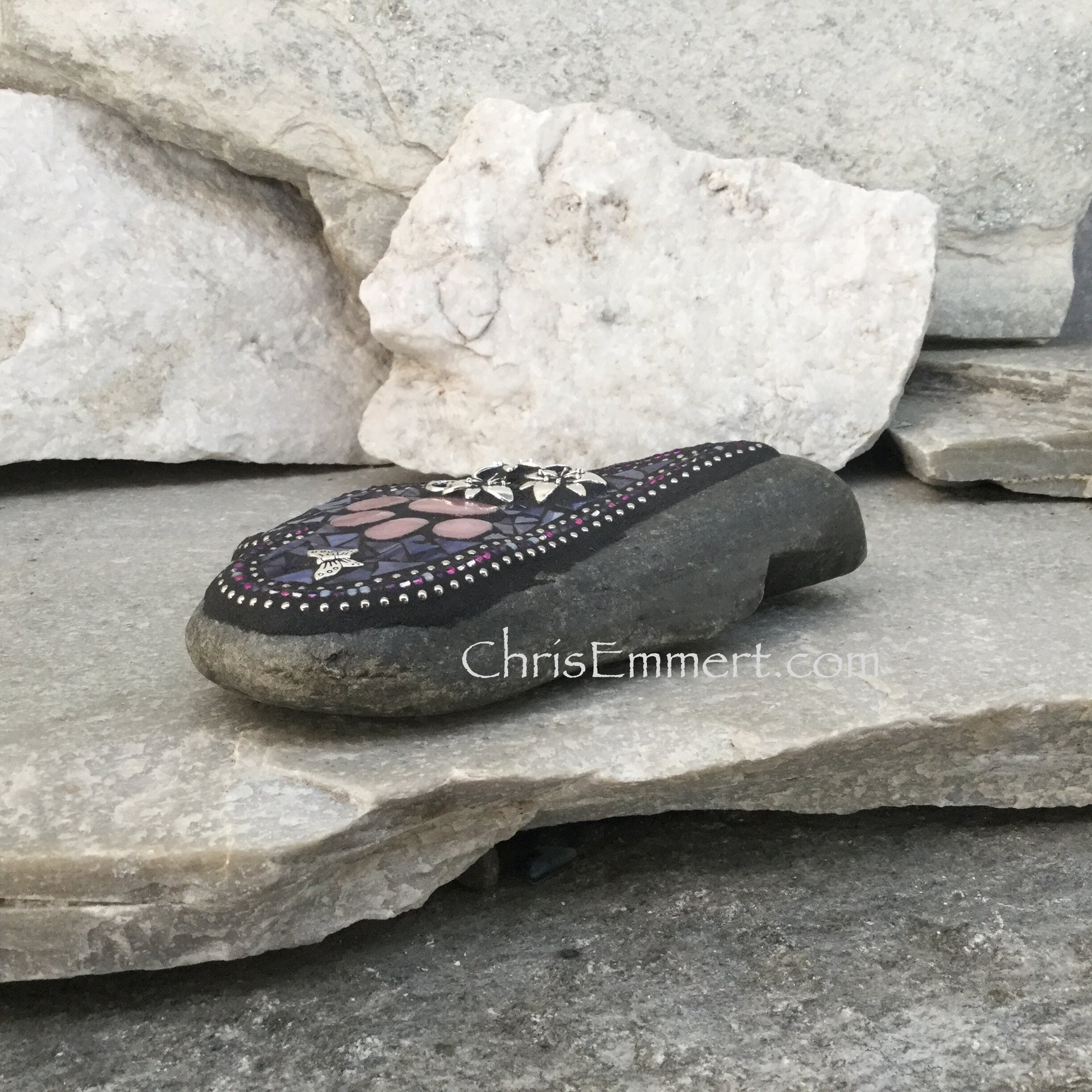 Purple Mosaic Heart, Paw, Lily, Pet Memorial, Garden Stone,  Gardener Gift, Home Decor, Garden Decor,