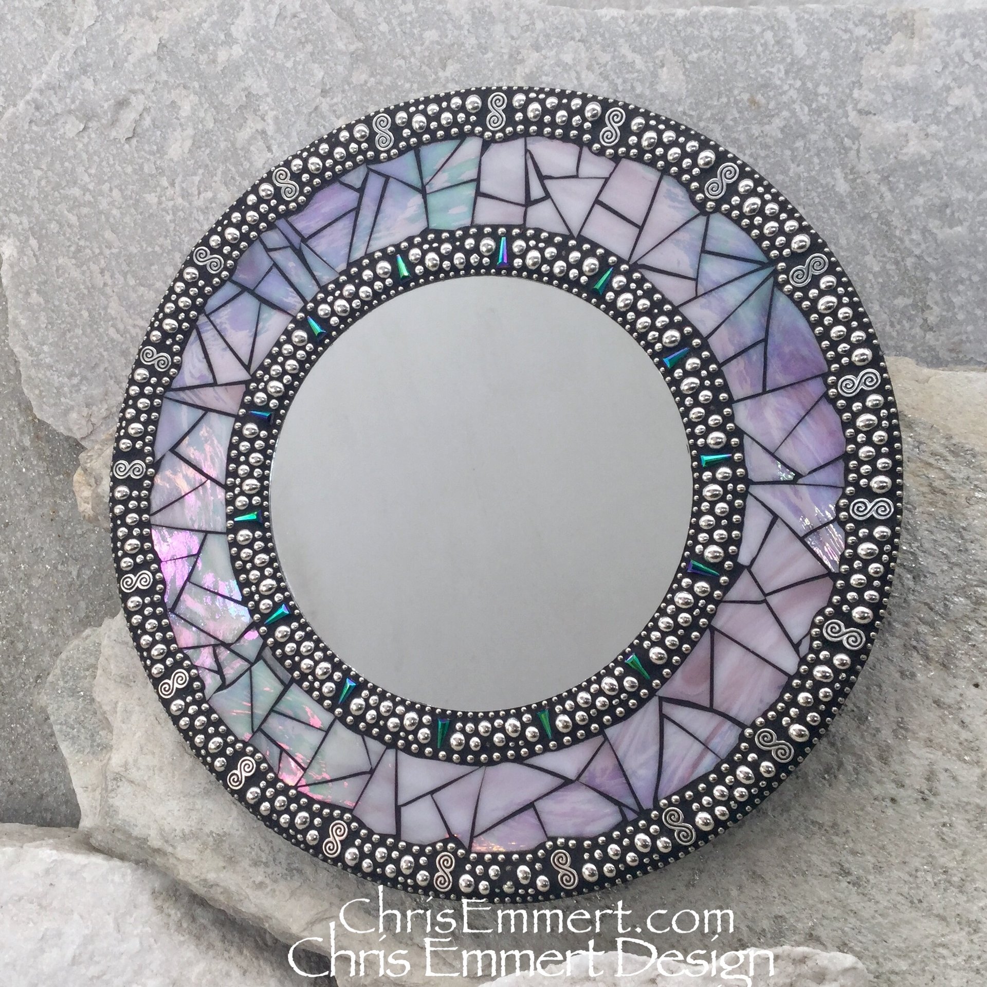Lavender Mosaic Mirror, Round Mosaic Mirror, Home Decor