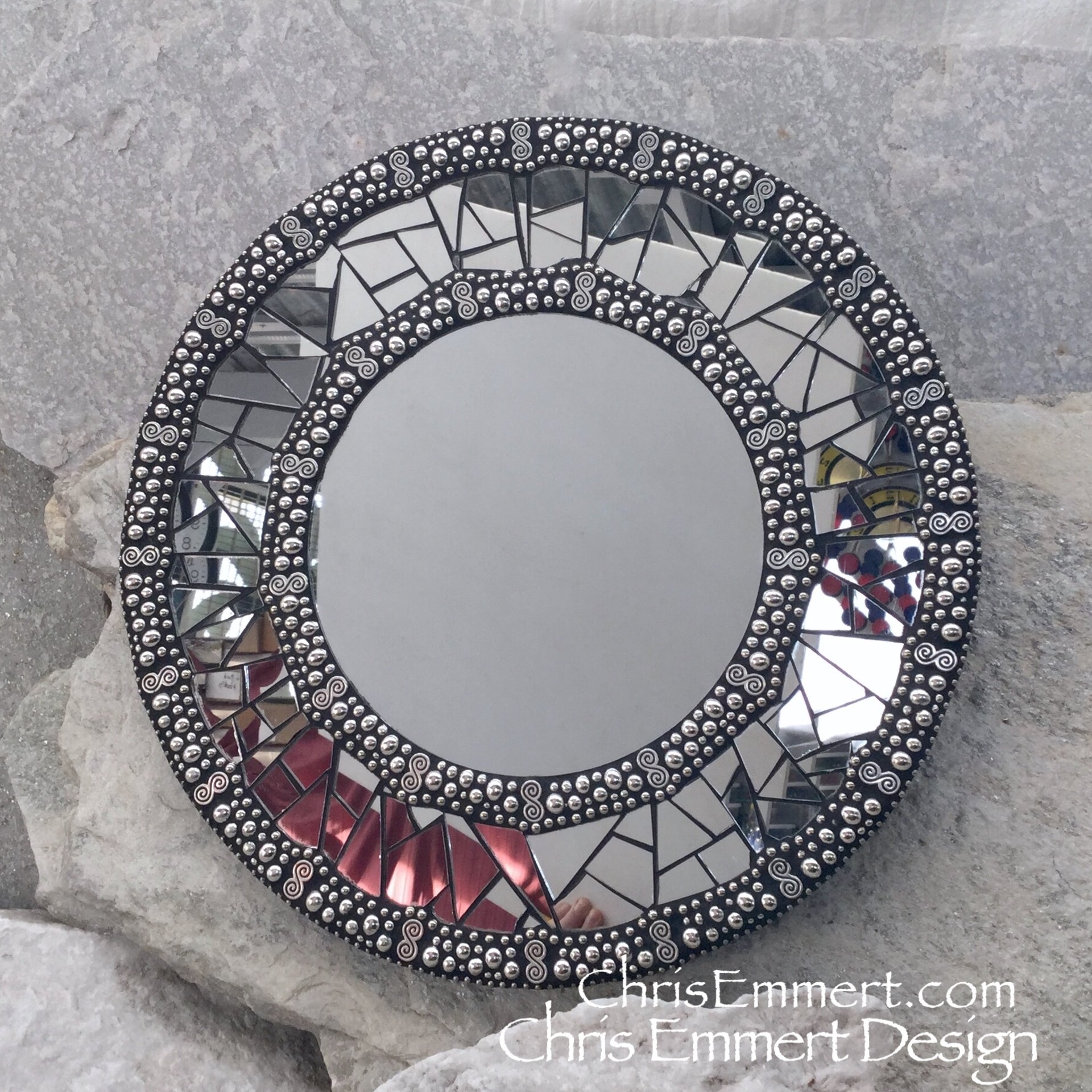 Smoked Mirror Mosaic Mirror, Round Mosaic Mirror, Home Decor