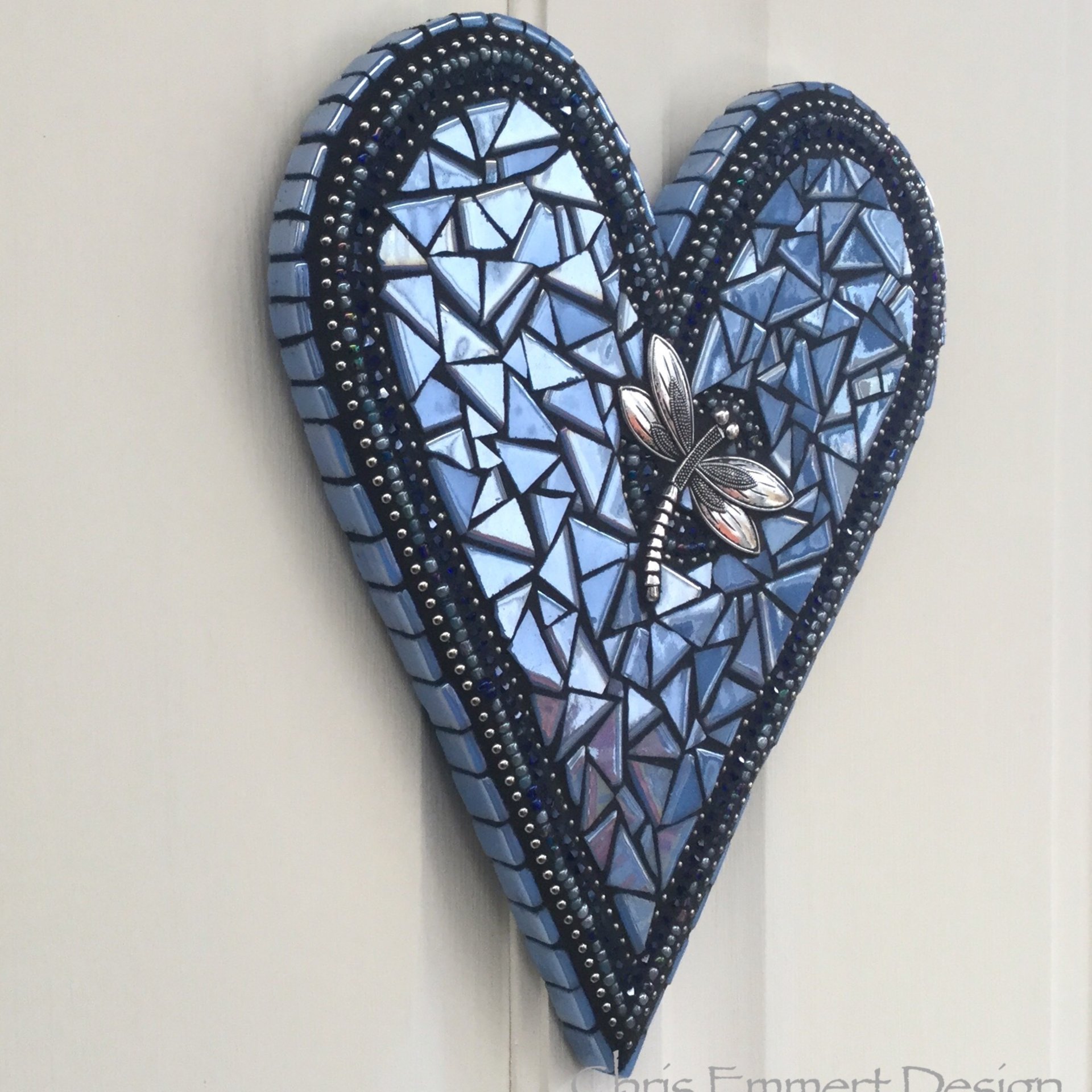 Wall Hanging Heart, Blue ( Glow in the Dark) Heart -Mosaic / Porch Decor, Wall Decor