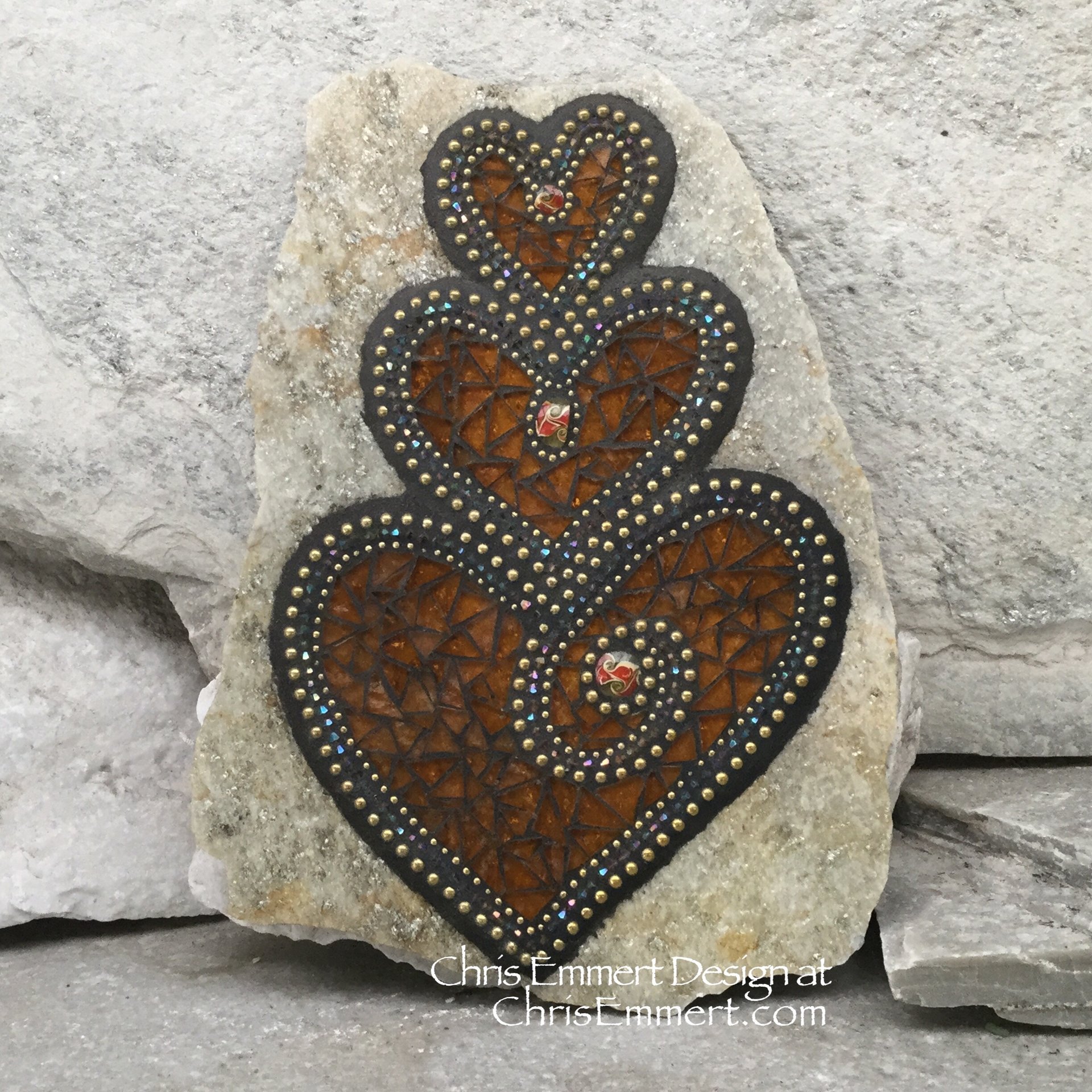 Amber Wall Hanging Heart, Heart-Mosaic / Porch Decor, Wall Decor