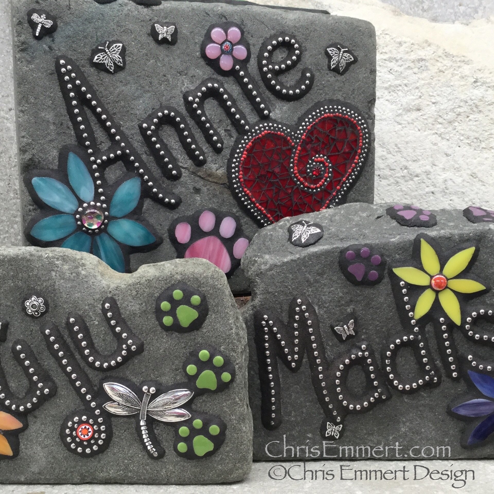 Reserved- Pet Memorial Garden Stones - Mosaic Custom Order