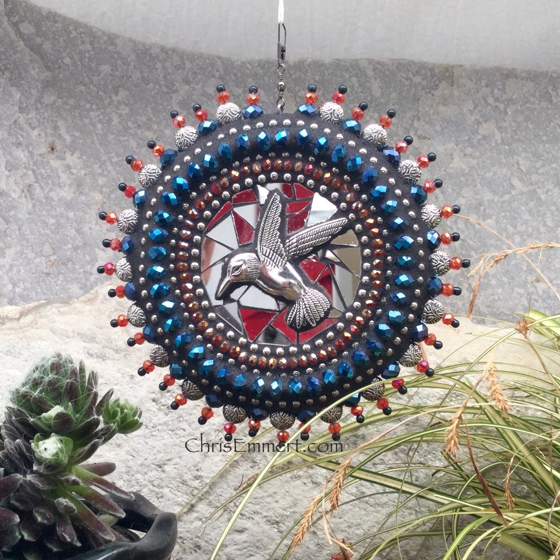 Hummingbird Mosaic Wind Spinner, Home and Garden Decor, Gardening Gift, Suncatcher