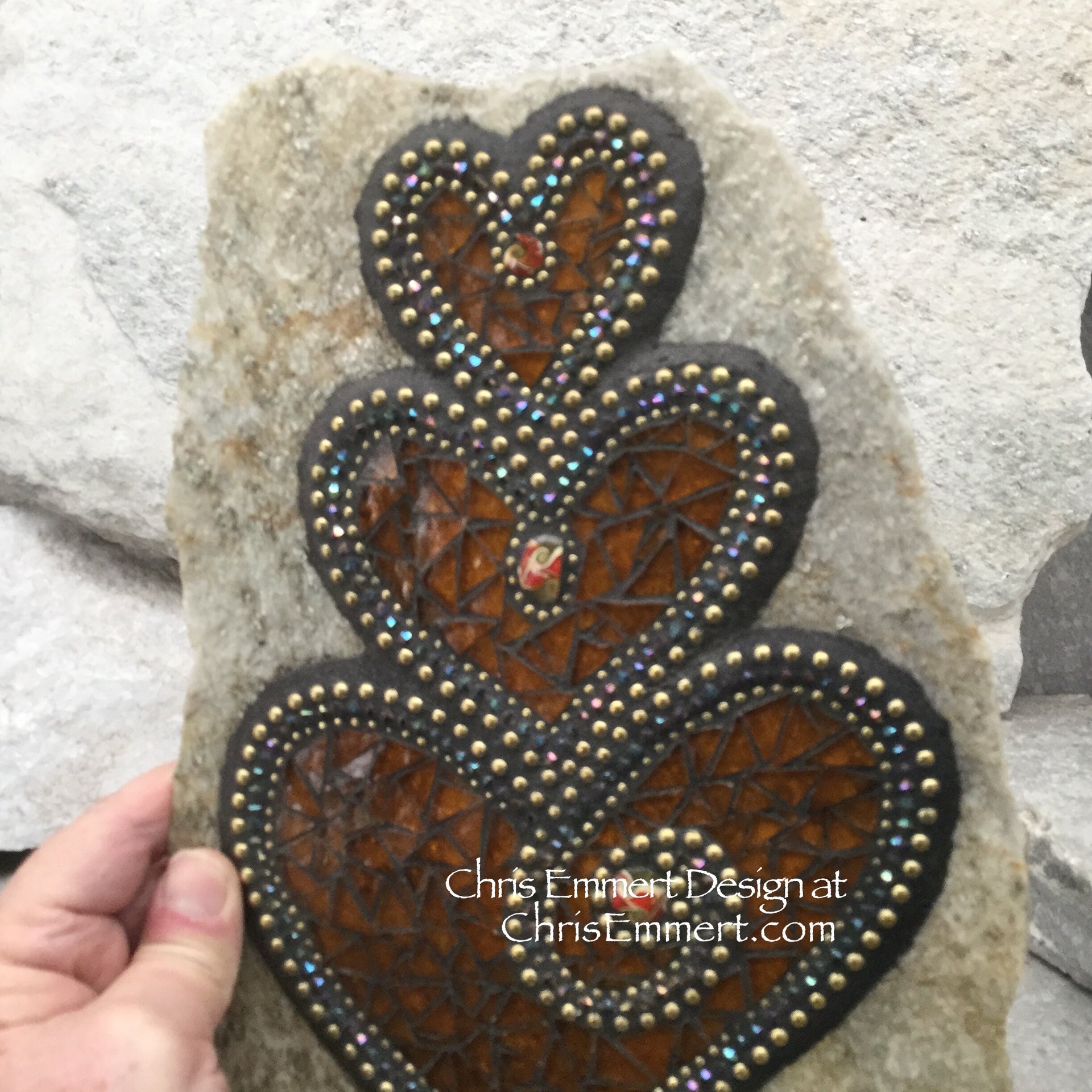 Amber Wall Hanging Heart, Heart-Mosaic / Porch Decor, Wall Decor