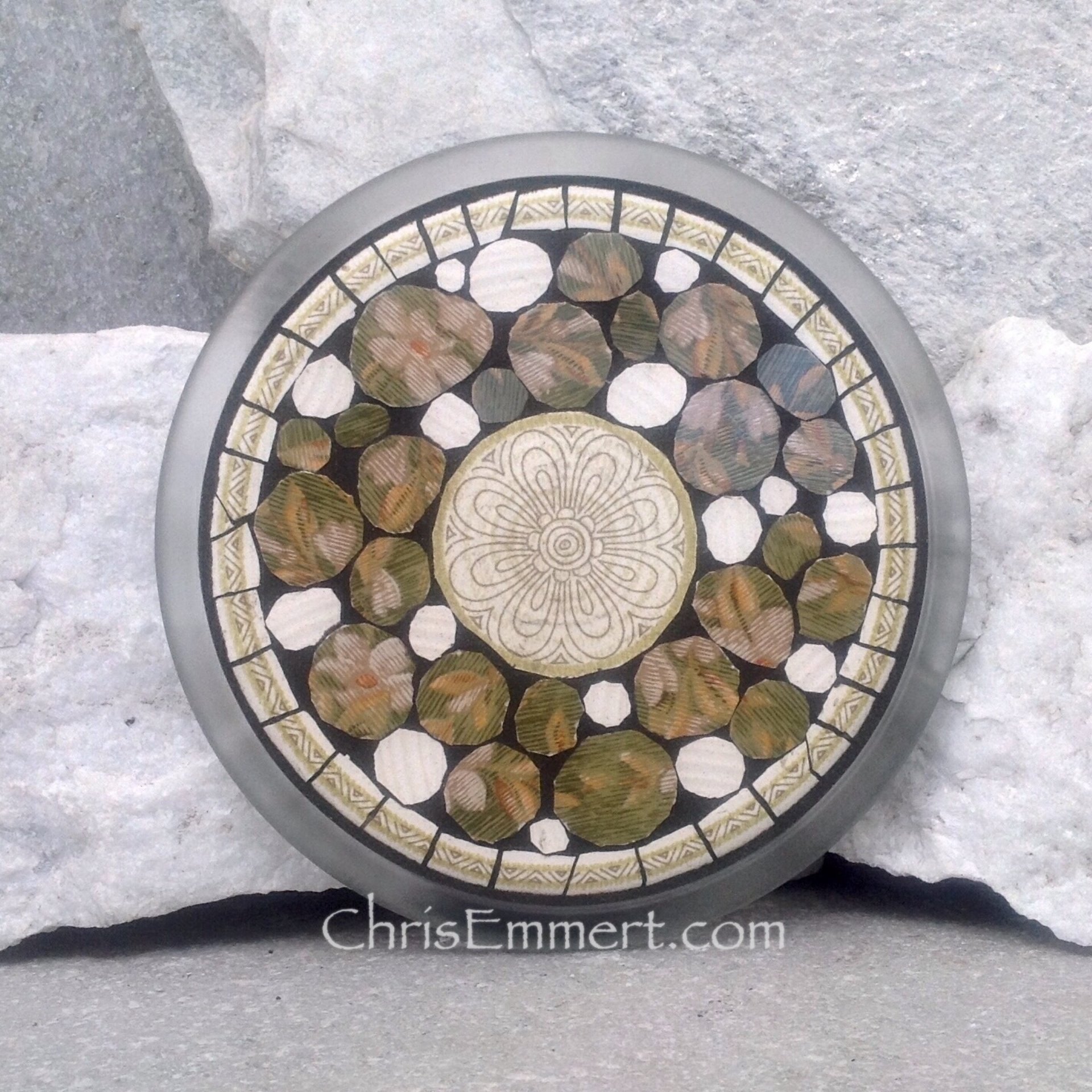 Mosaic Trivet, Candle Plate, Home Decor, Brown, Olive, Mixed Media Art,