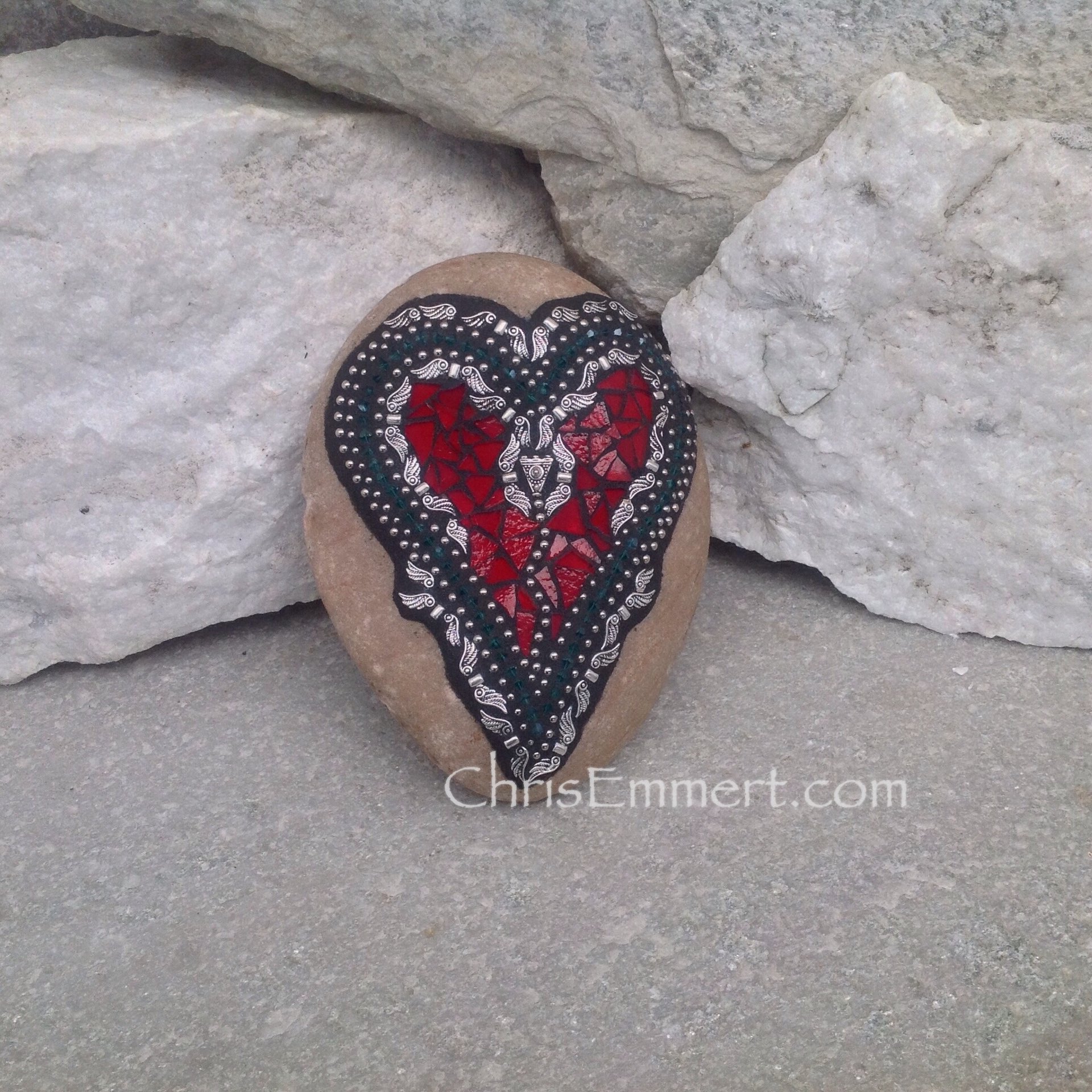 Angel Wing Mosaic Red Heart