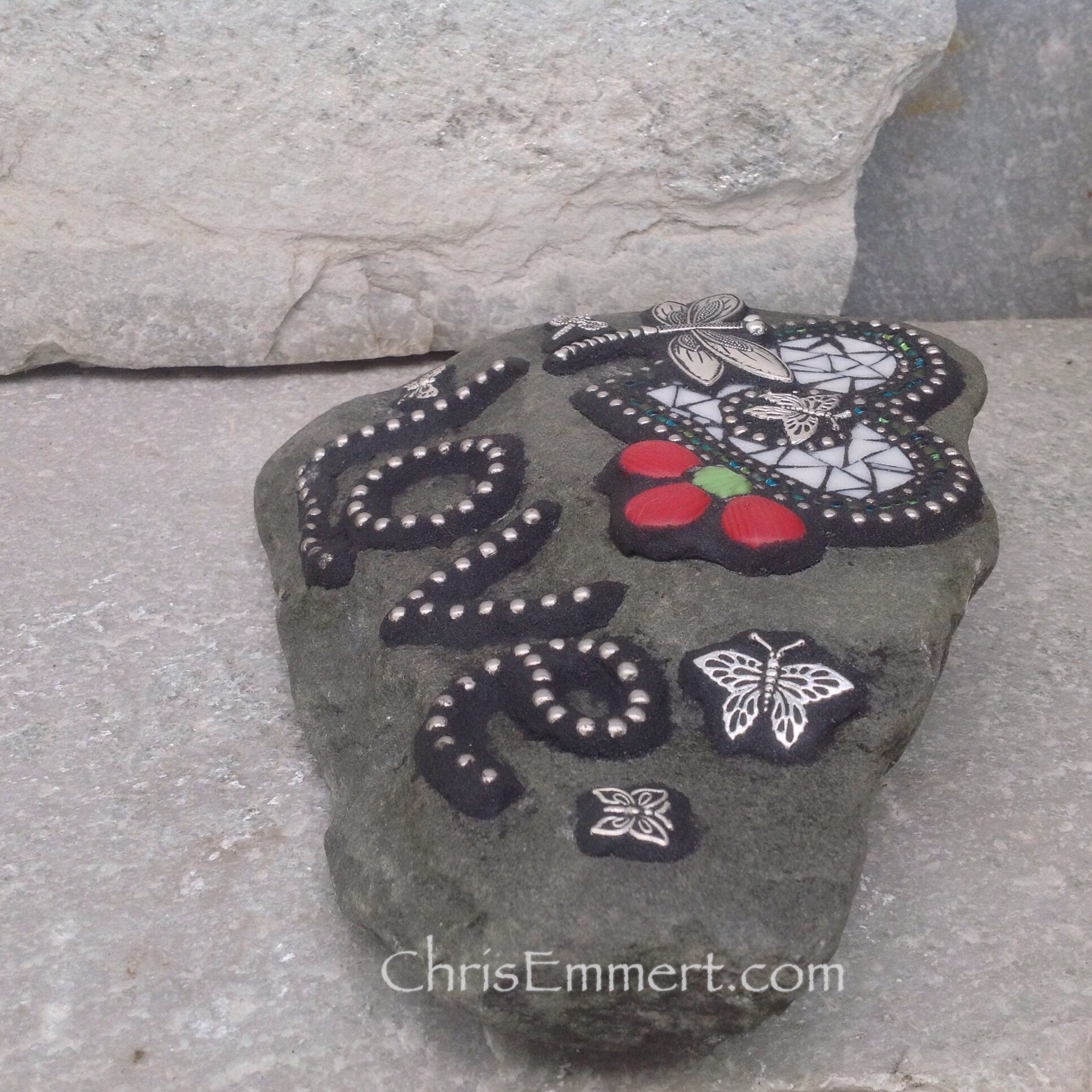 Special Price #2 Love Rock, Heart, Dragonfly, Garden Stone, Mosaic, Garden Decor