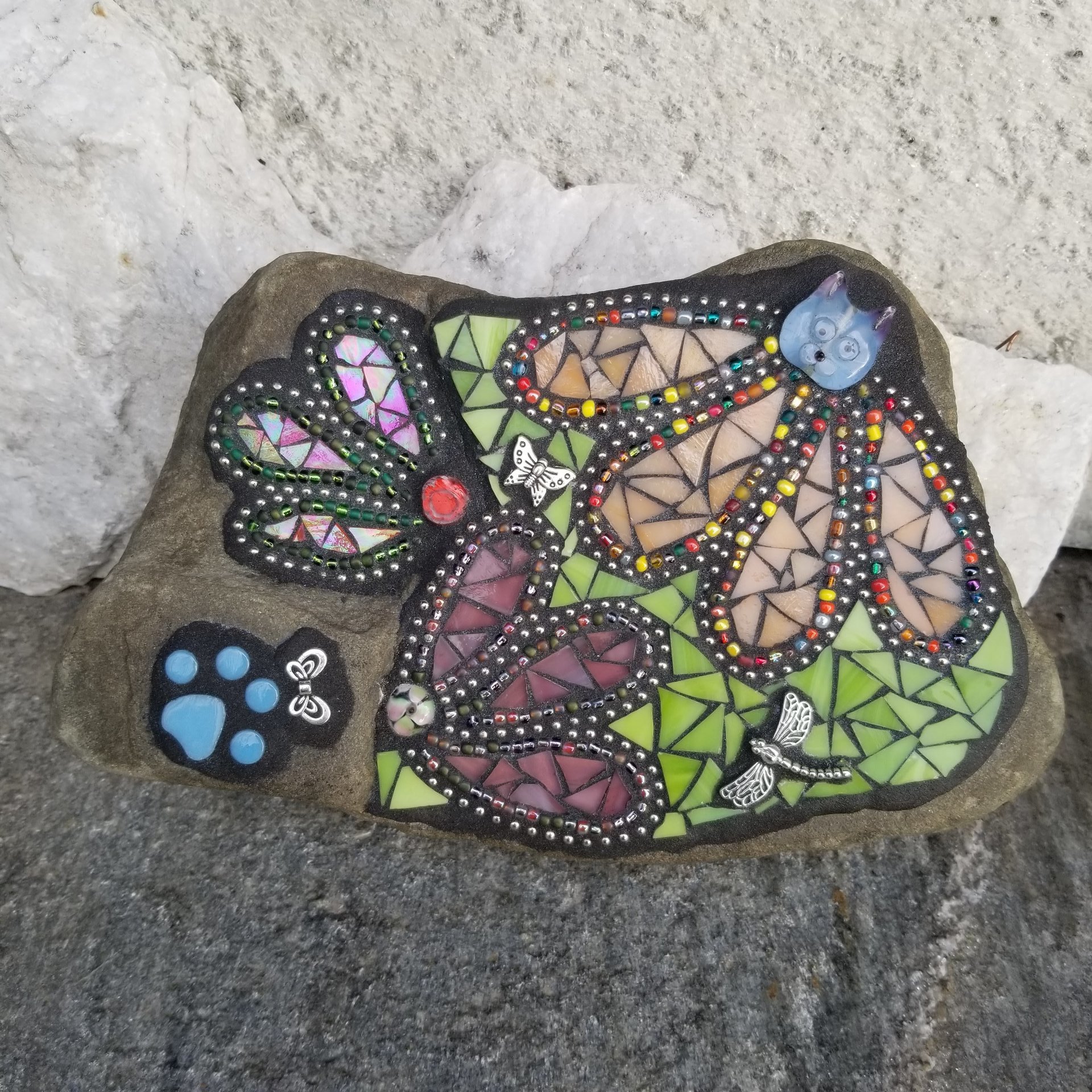 Kitty Cat Pet Memorial Mosaic Garden Stone