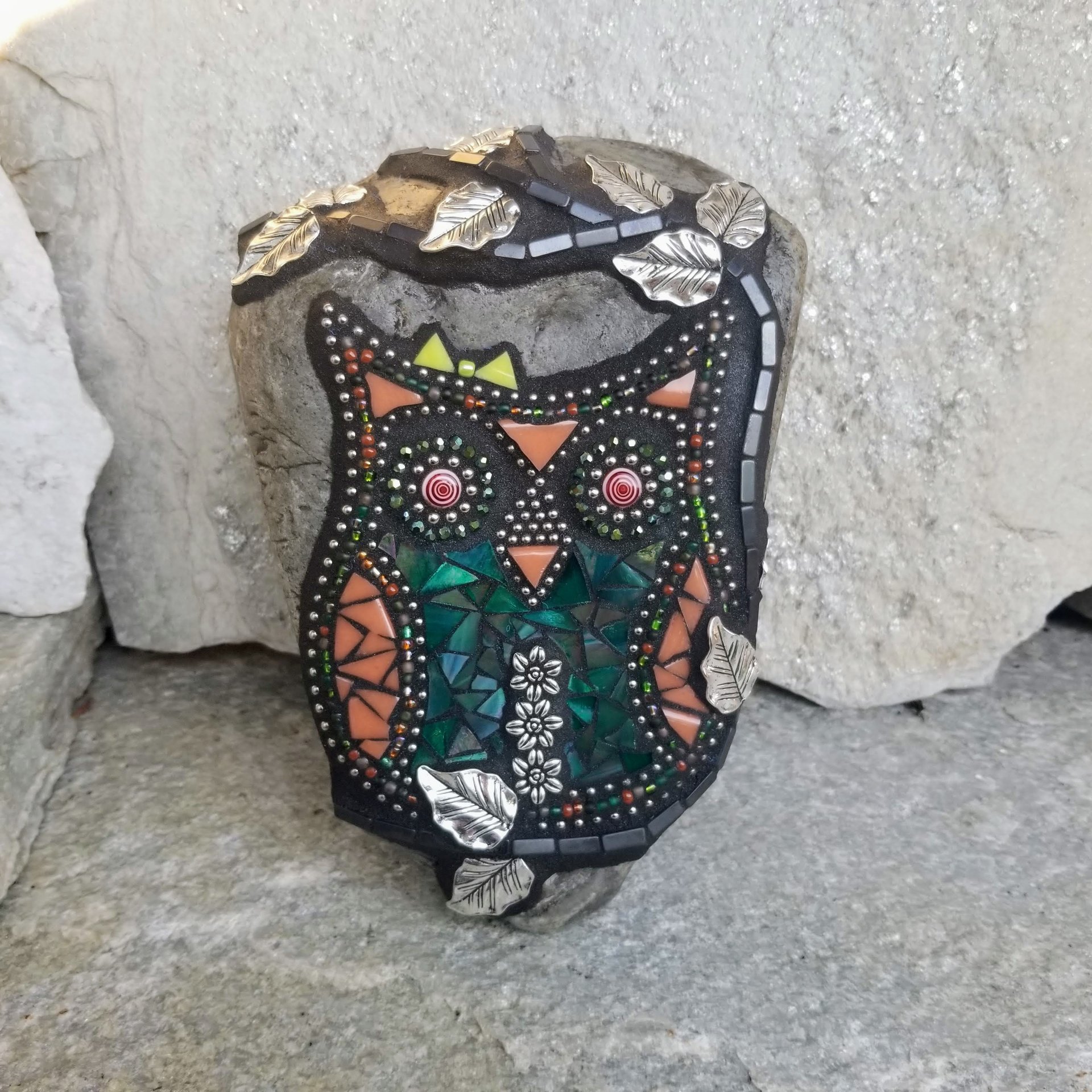 Owl Mosaic Garden Stone, Gardener Gift, Mosaic Art,  