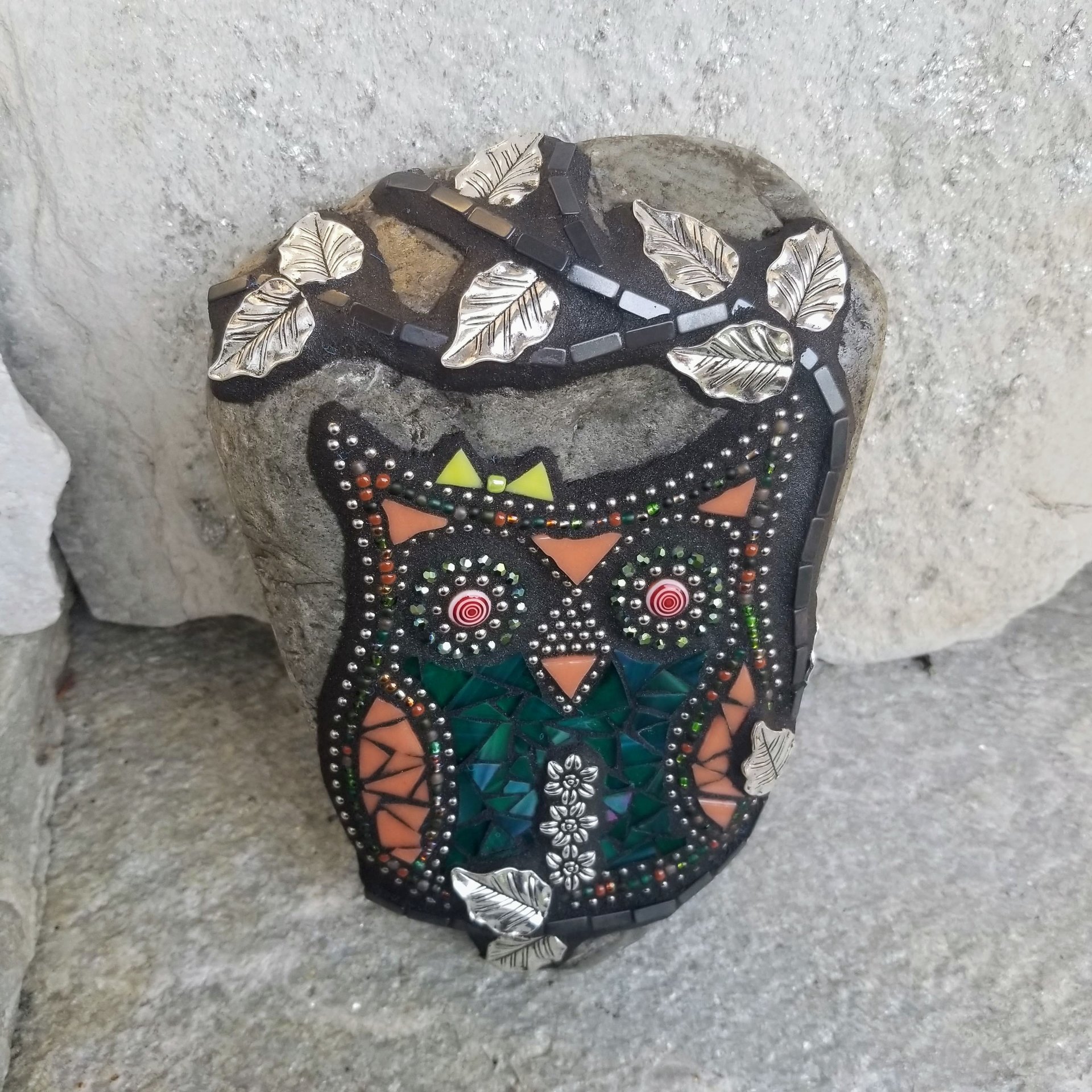 Owl Mosaic Garden Stone, Gardener Gift, Mosaic Art,  