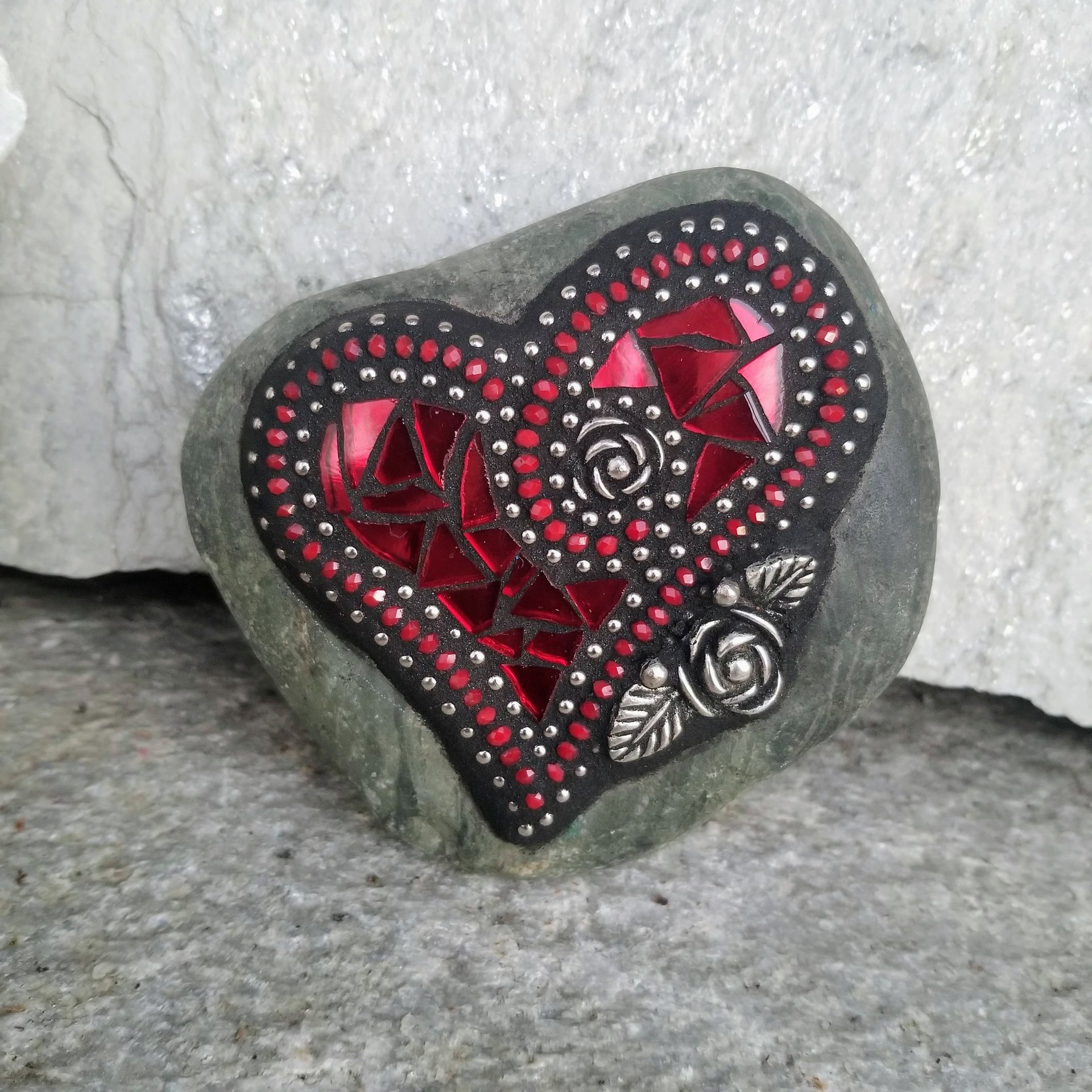 Hugs and Kisses Mosaic Garden Stone Set of 3  #1 Group Mosaic Hearts  