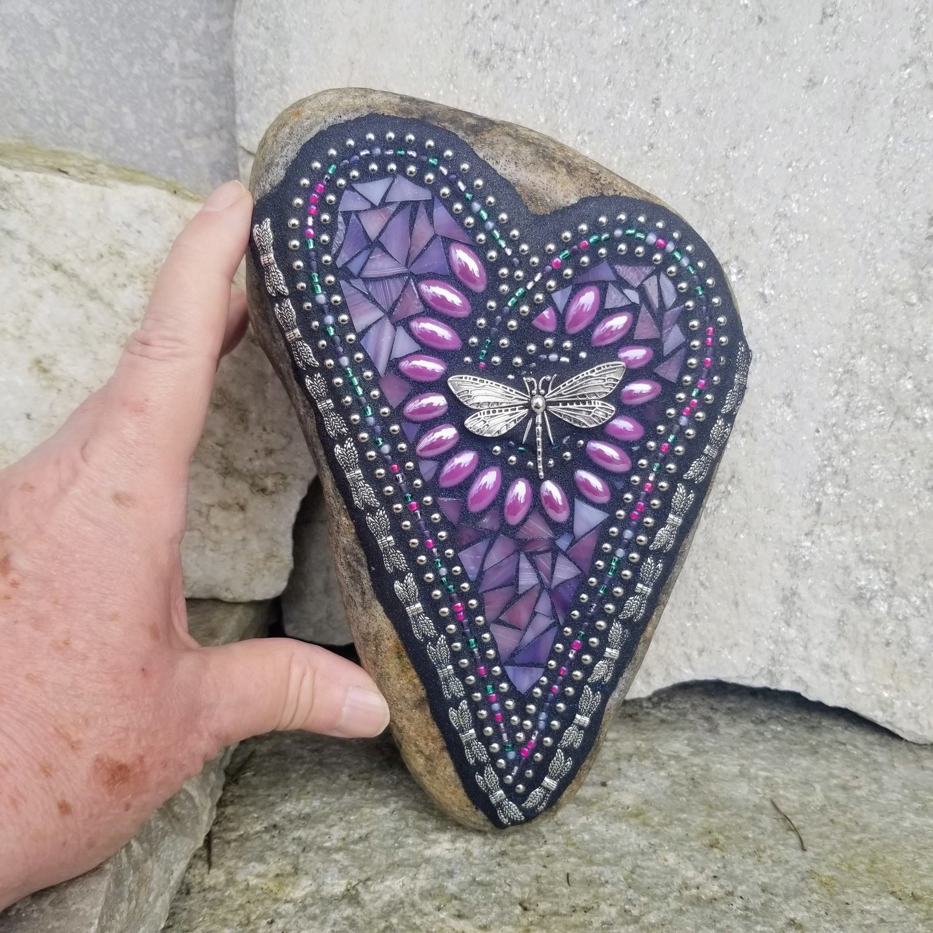  Purple Heart Mosaic Garden Stone