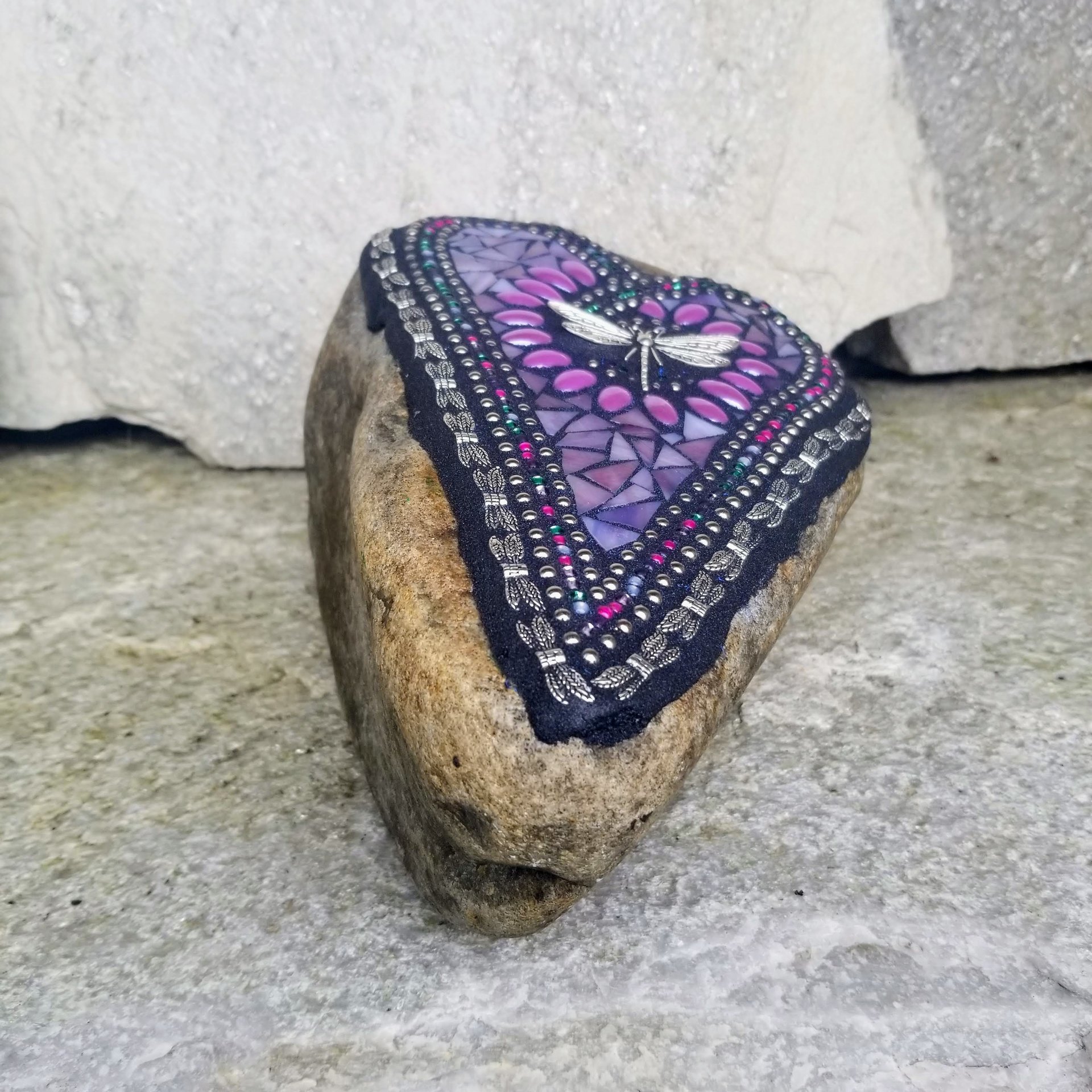  Purple Heart Mosaic Garden Stone